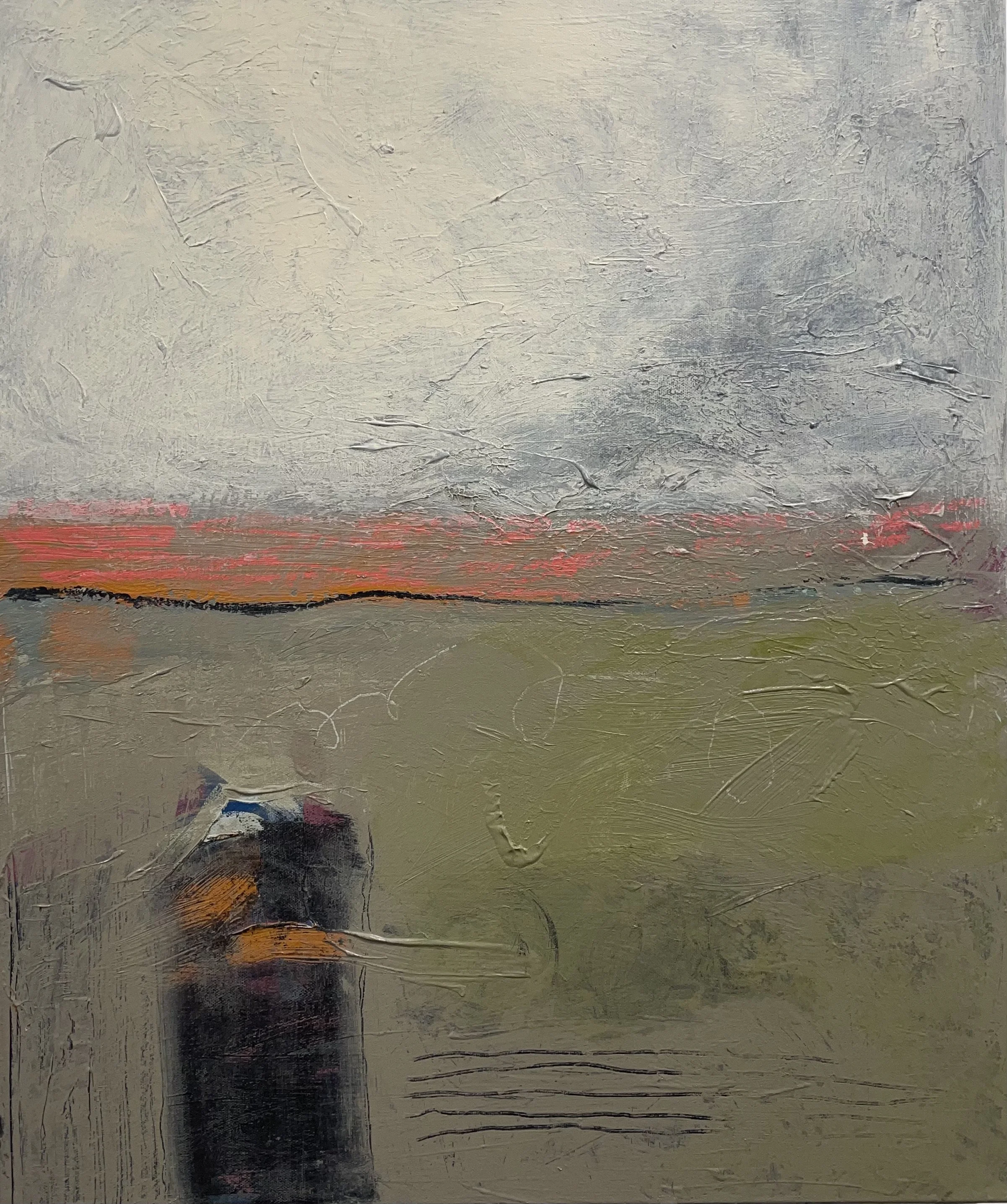   Cheap Gas and Cigarettes , Acrylic and Mixed Media on Canvas, 24 × 20 × 2.5”  $550 