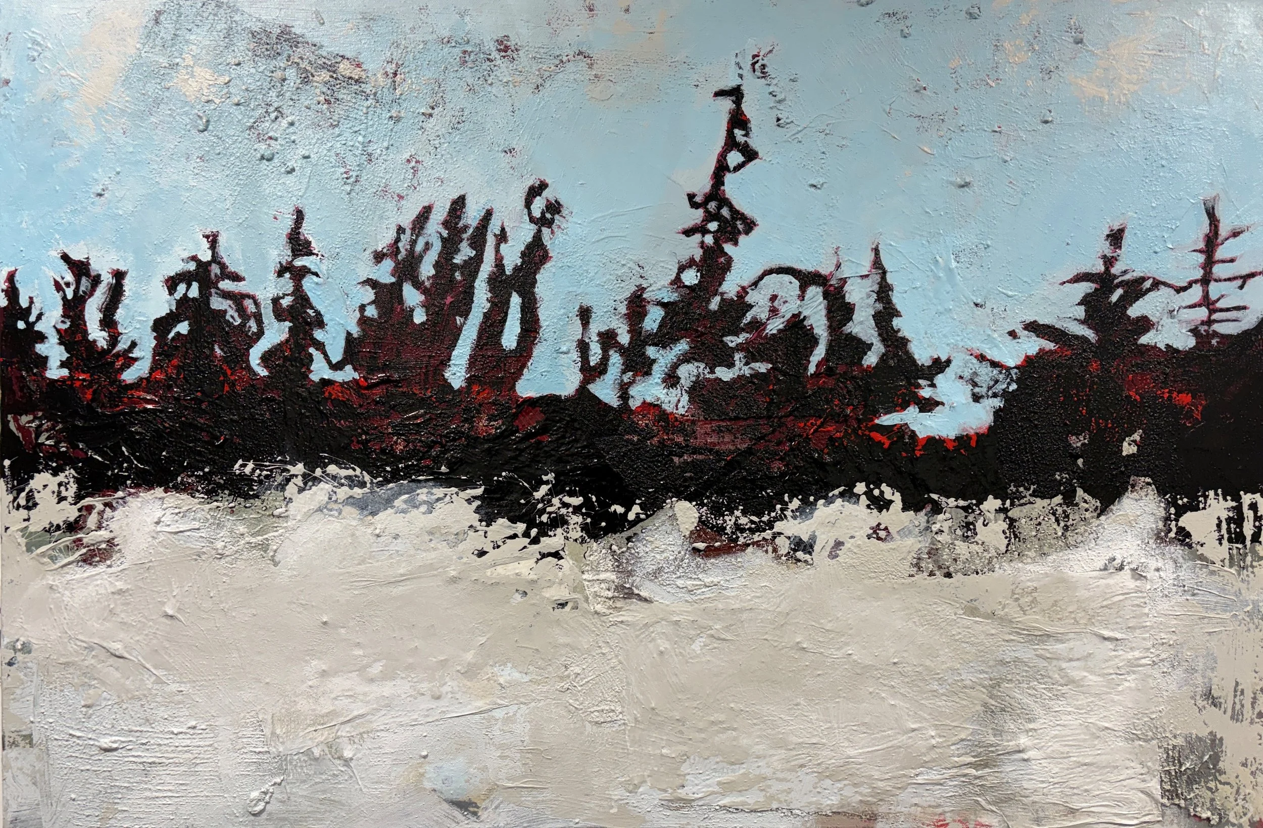   Even More Things to Wonder About , Acrylic and Mixed Media on Canvas, 24 × 36 × 2.5”  $1000 