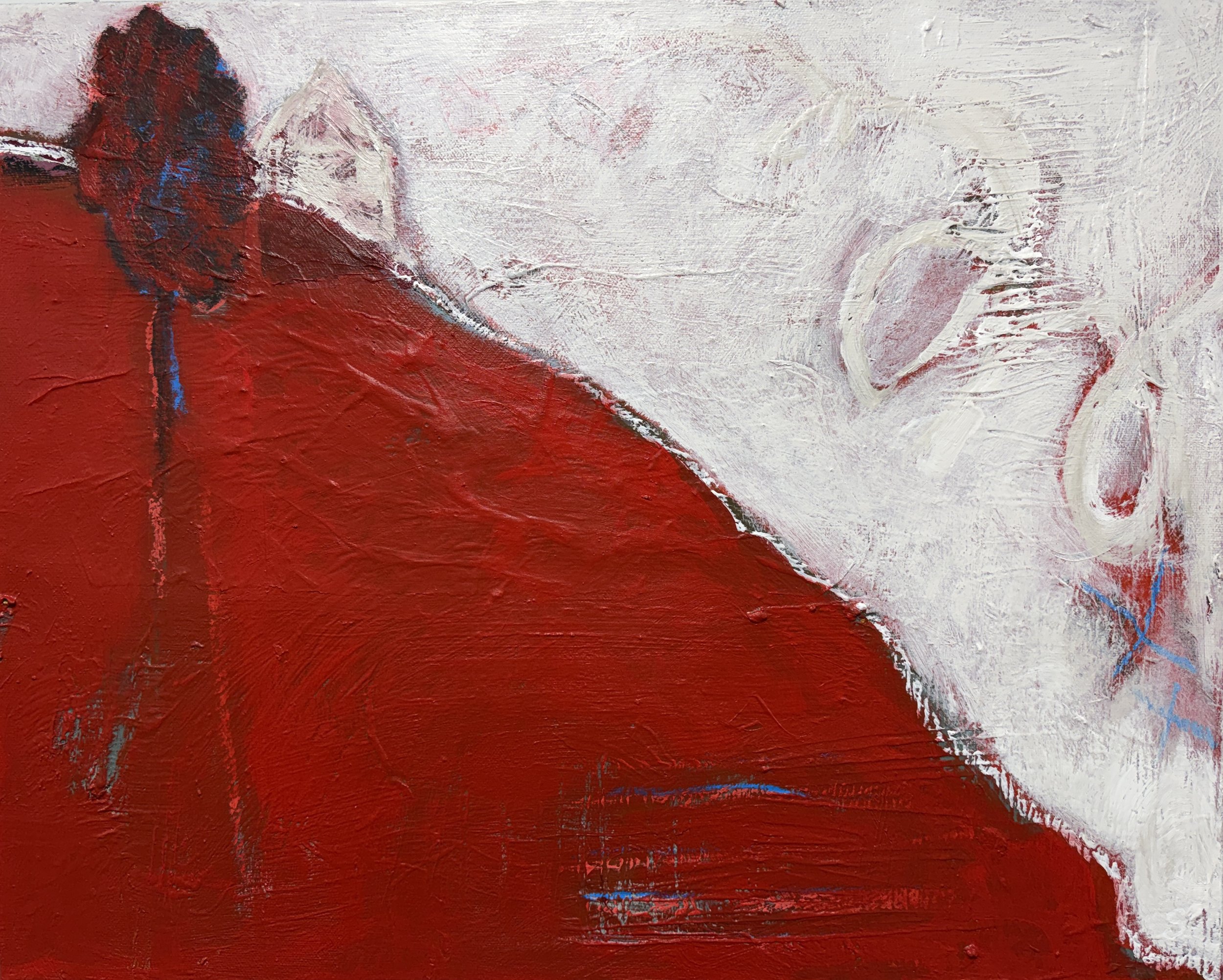   I Think I Can, I Think I Can , Acrylic and Mixed Media on Canvas, 16 × 20 × 2.5”  $400 