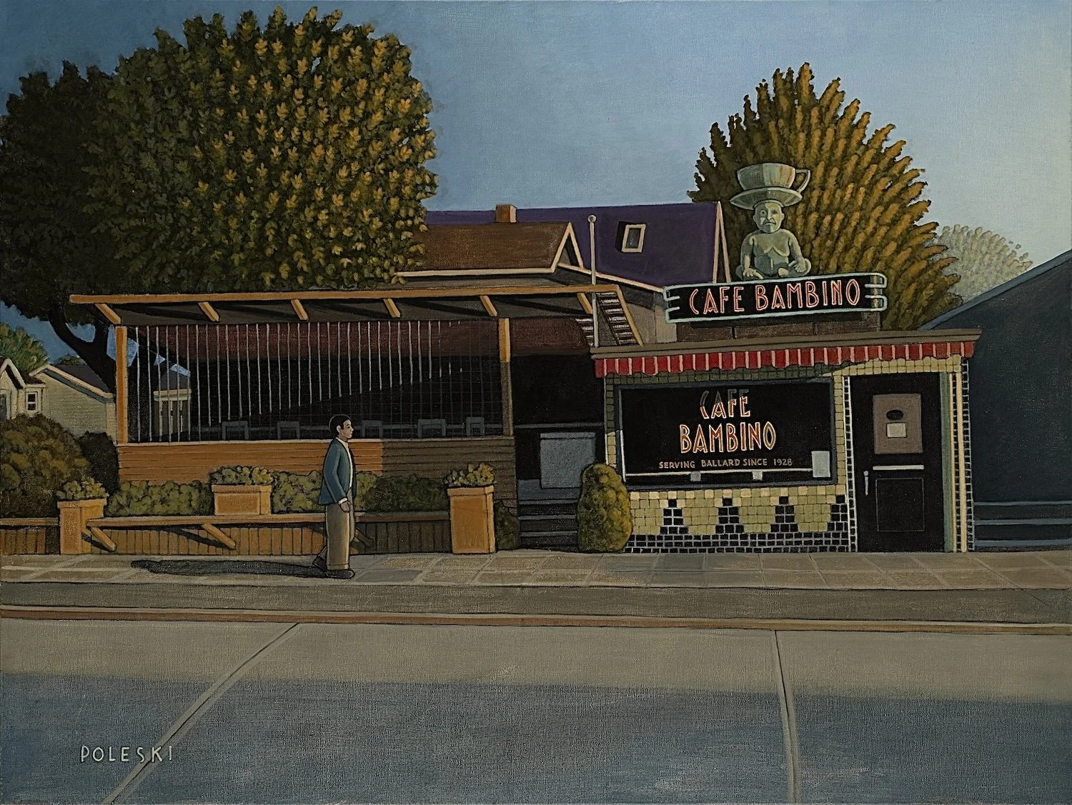   cafe bambino - david poleski , 2026, oil on canvas, 30” x 40”  $4,800 