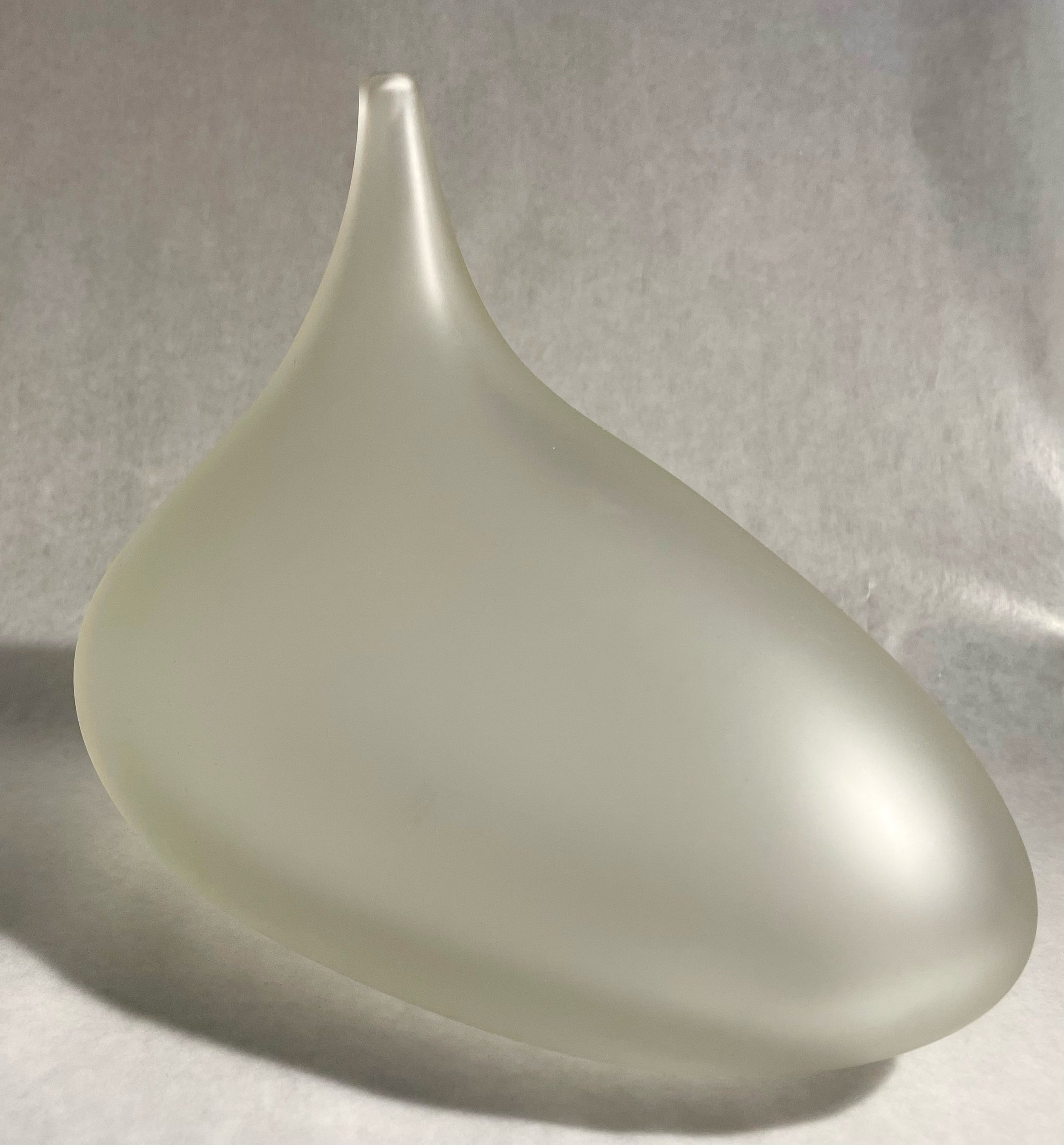   Clear Bellybottle , Paula Stokes,  Blown and Sandblasted Glass, 10” x  12” x 6”  $1,050 