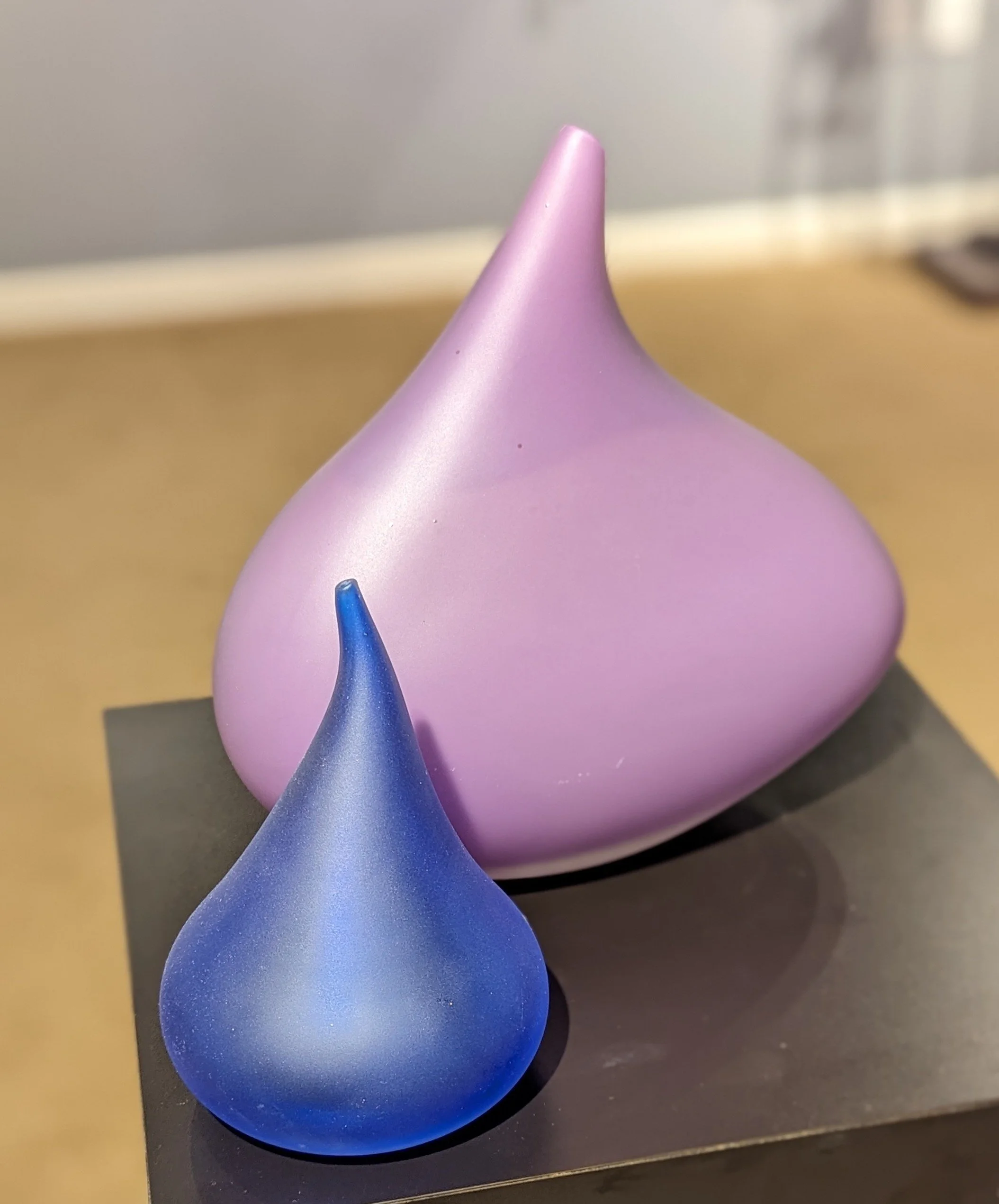   Large Purple Bellybottle , Paula Stokes,  Blown and Sandblasted Glass, 11” x  10” x 4.5”  $1,250 