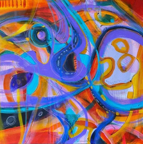   Swanky , Karen O’ Brien,  Acrylic on Canvas, 30” x  30” $1,000 
