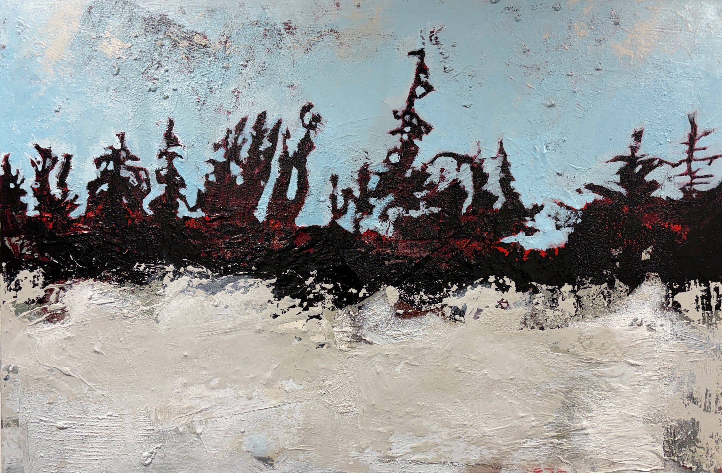   Even More Things to Wonder About , Sherrie Newman,  Acrylic and Mixed Media on Canvas, 24” x  36” x 2.5”  $1,000 