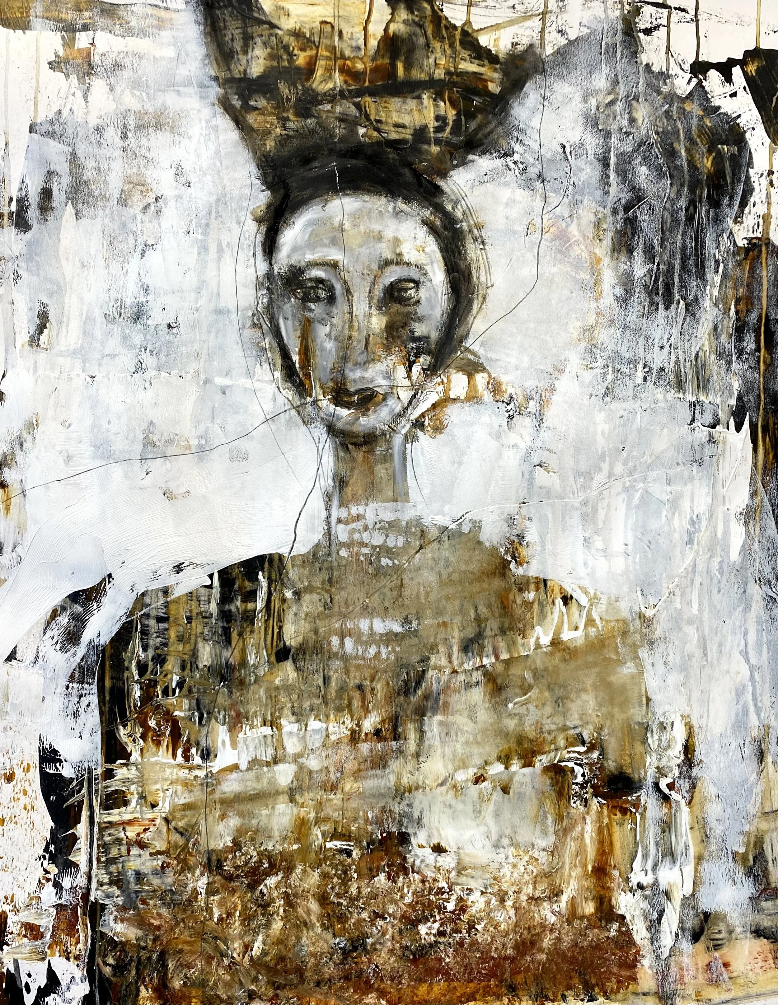   Main Character  , Jeane Myers,  Mixed Media on Paper, 44.75” x  38.5” $2,500 