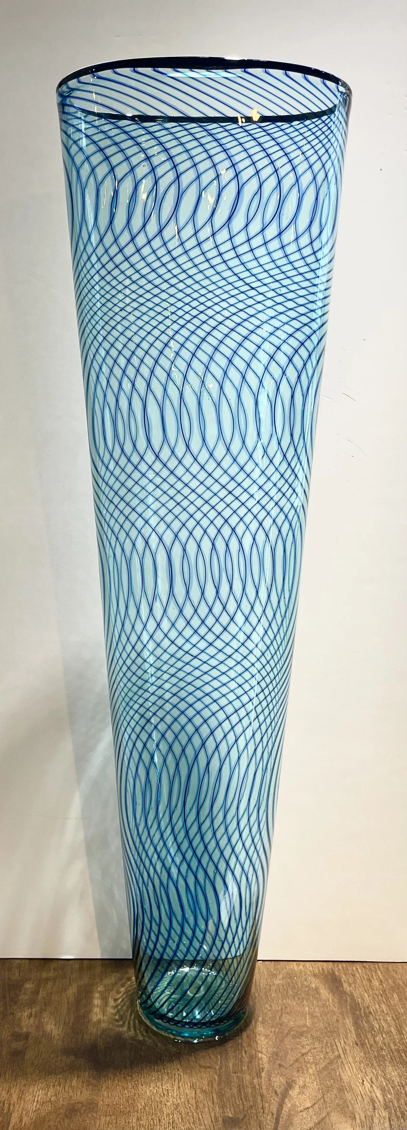   Tall Royal Blue Wave Vase , Mikey Cozza,  Blown Glass,  29” x  9” x 5” ,  $3,600 