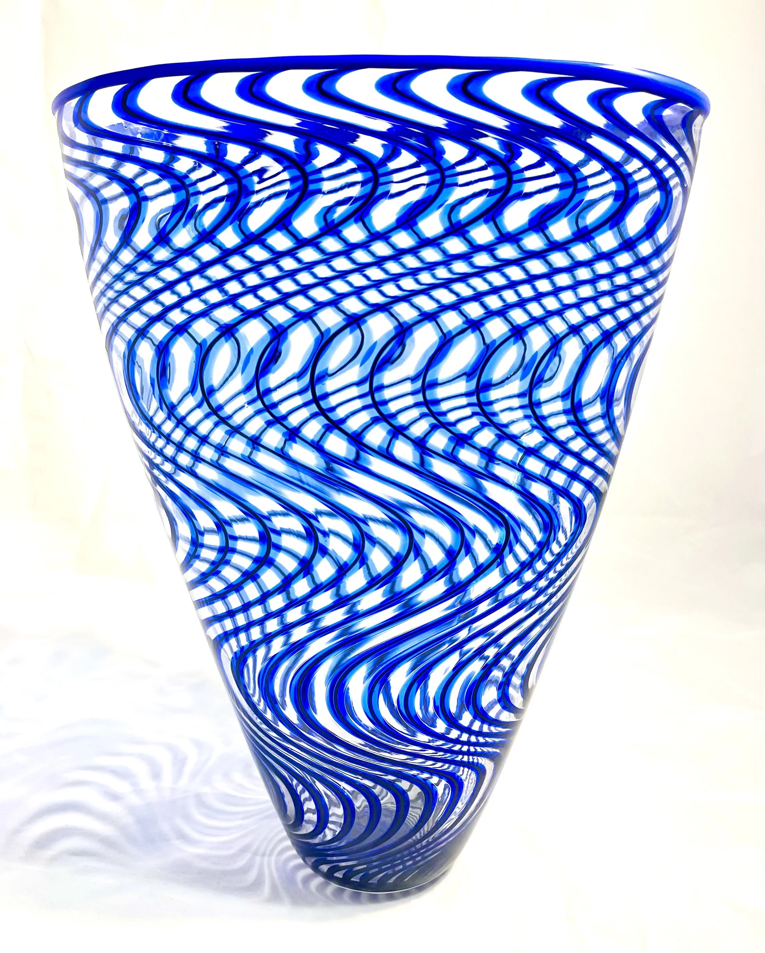   Blue Ripple Vase , Mikey Cozza,  Blown Glass,  13.75” x  10.5” x 6” ,  $2,100 