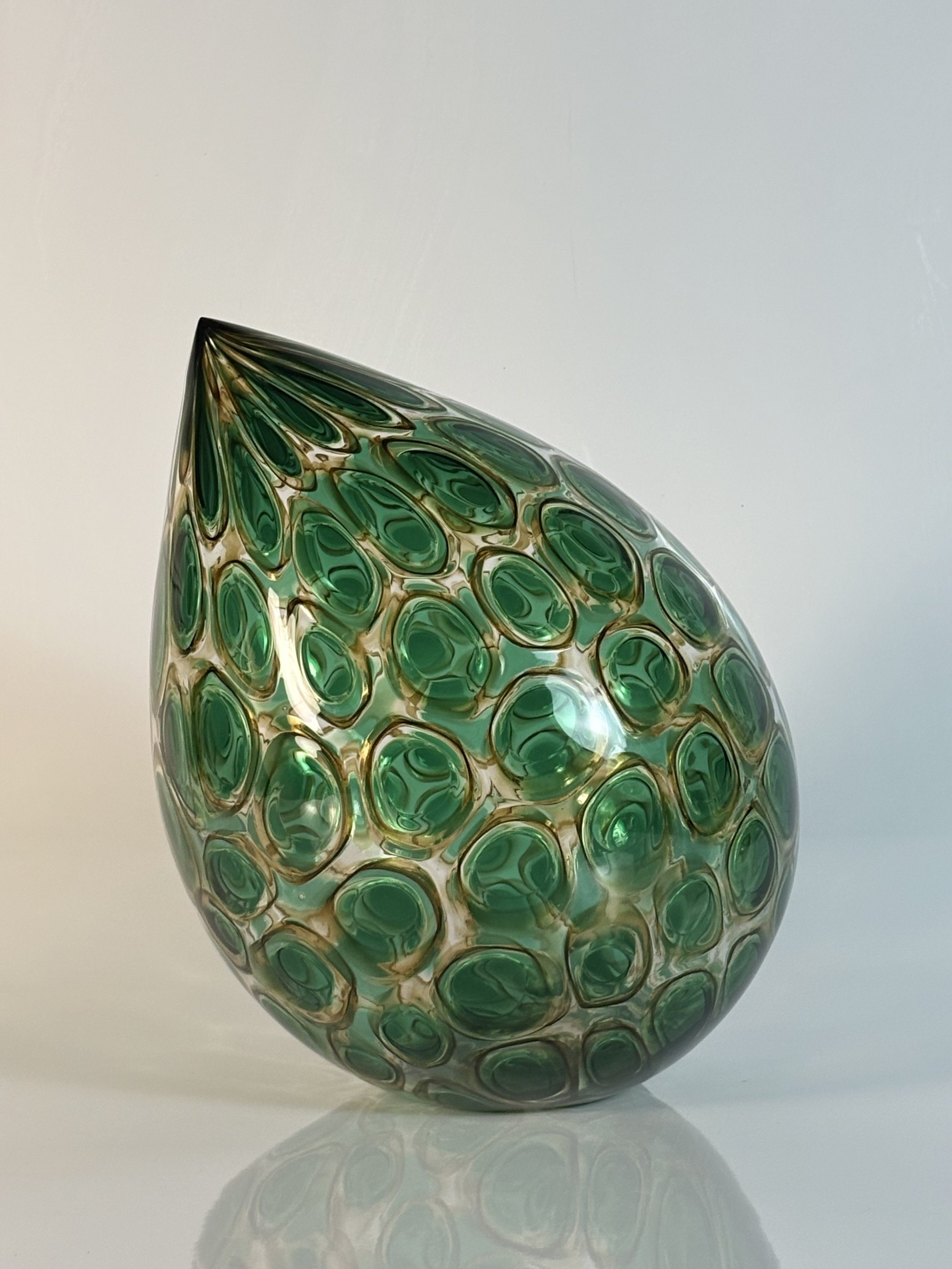   Forest Green Raindrop , Mikey Cozza,  Blown Glass, 13” x  10”  $2,200 