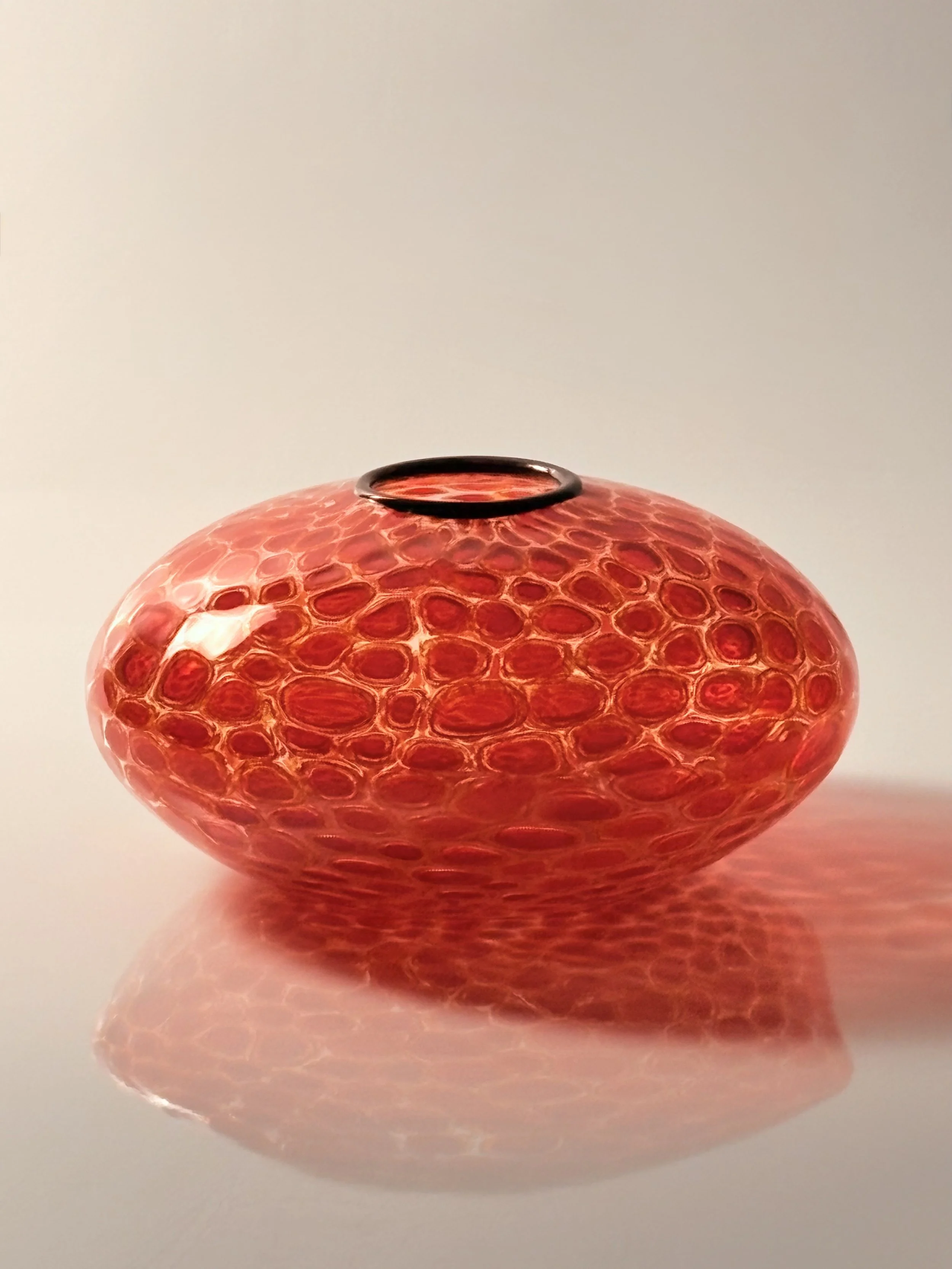   Red Sea Urchin , Mikey Cozza,  Blown Glass, 6” x  12”  $1500 