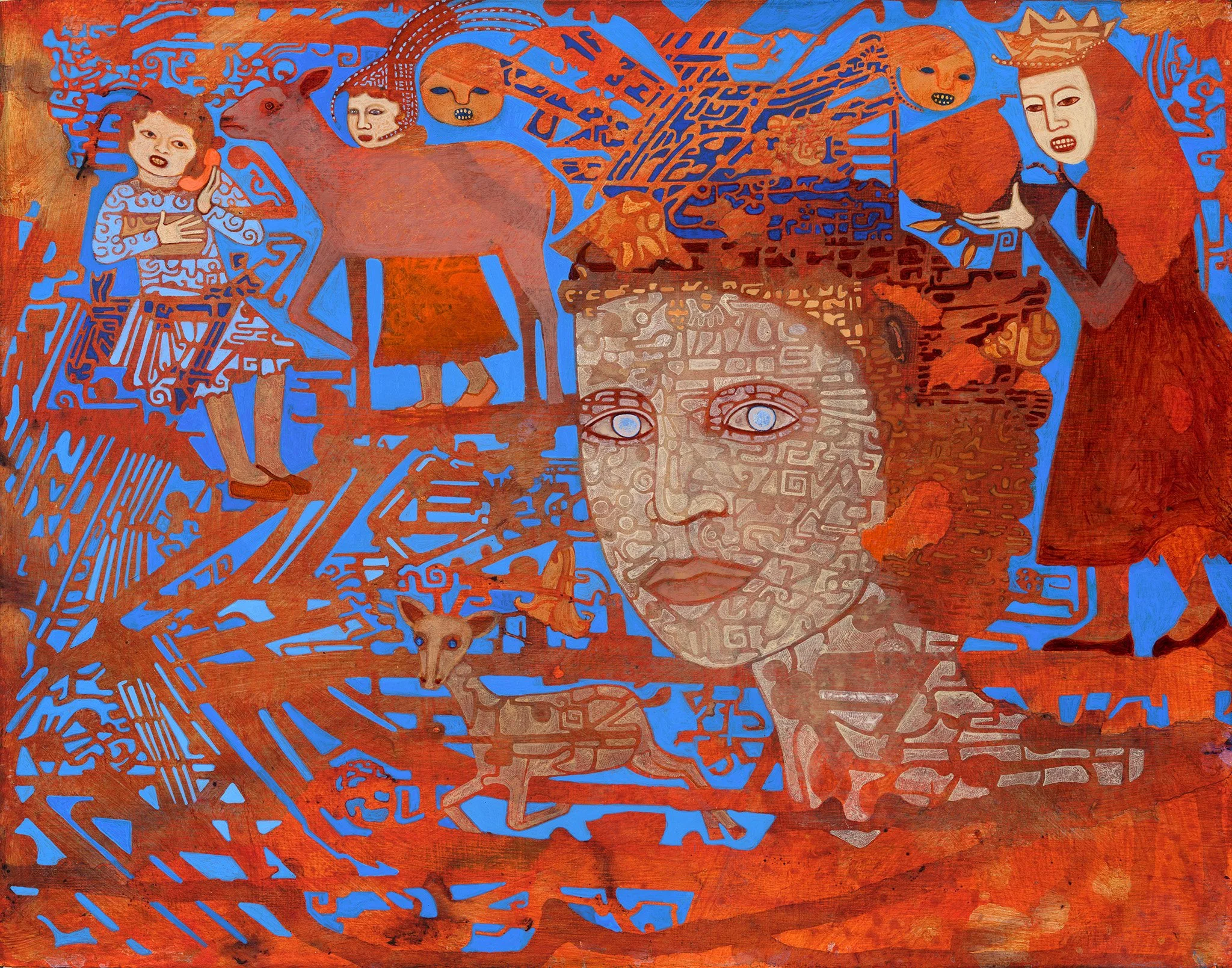   Live Transmission,  Cathie Joy Young,  Acrylic on Wood Panel,  12 × 14 × 2”  $1,000 
