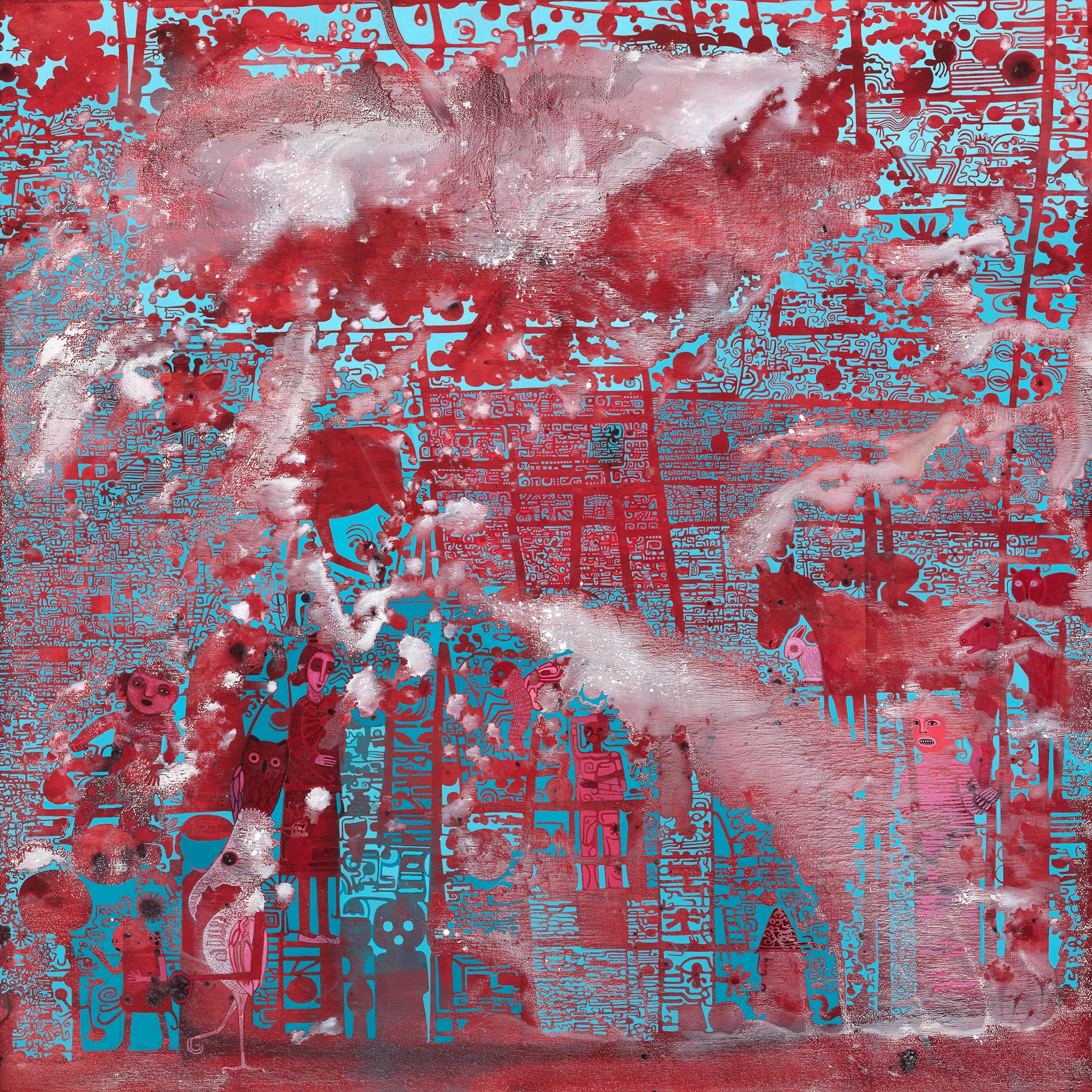   Convergence,  Cathie Joy Young,  Acrylic on Wood Panel,  24 × 24 × 2”  $3,700 