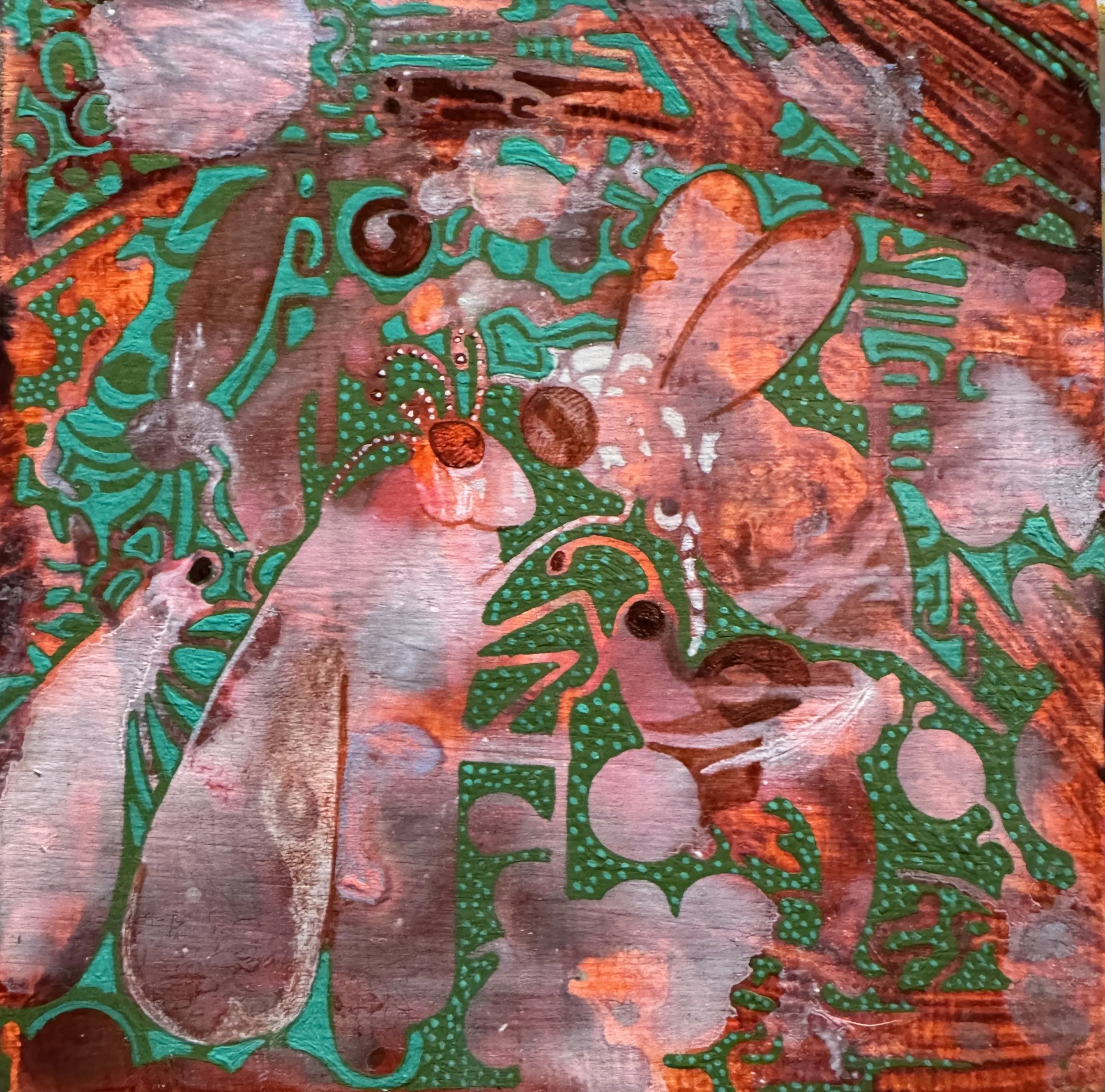   Tiny World,  Cathie Joy Young,  Acrylic on Wood Panel,  4 × 4 × 2”  $150 