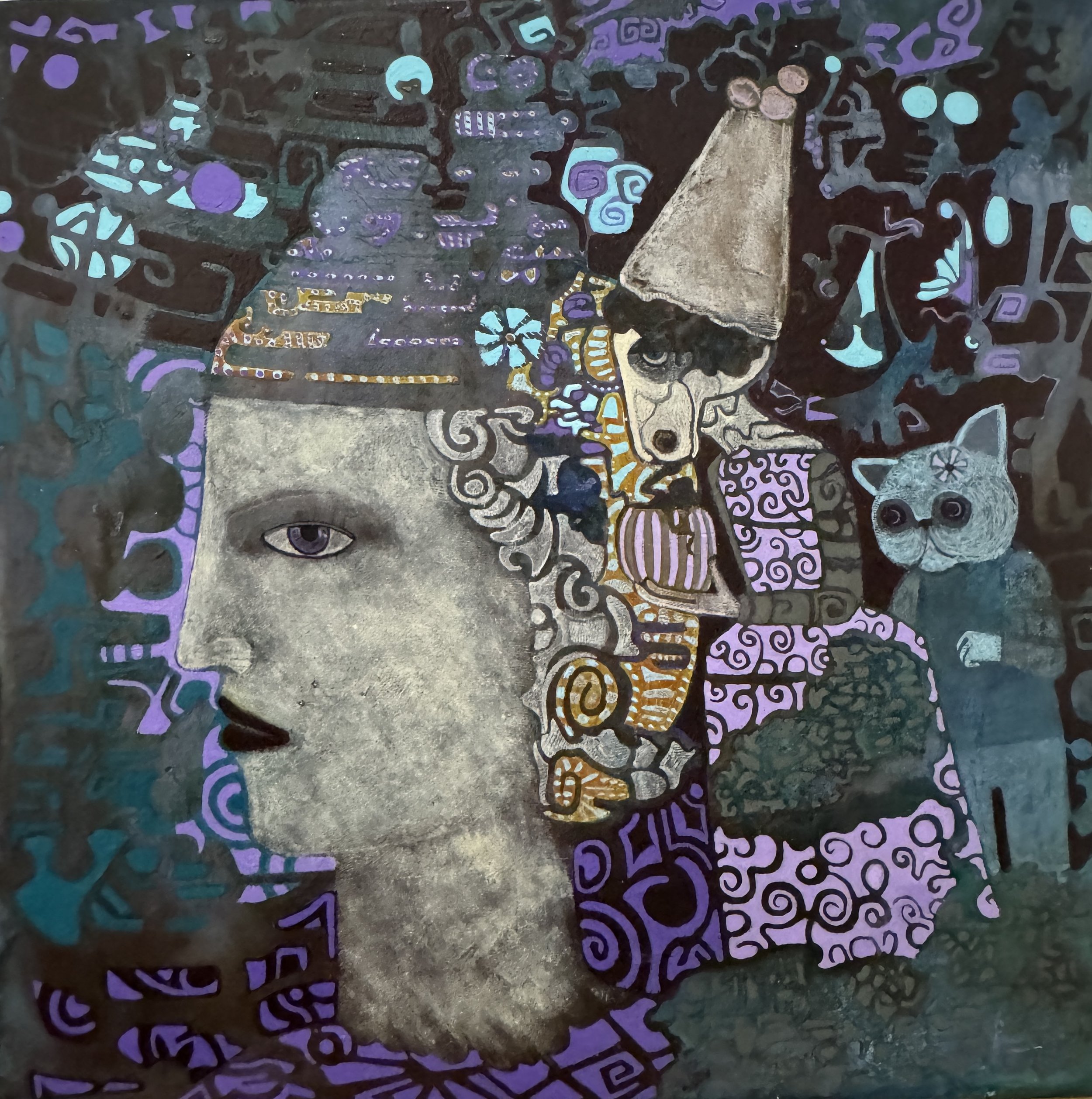   Medieval Dream 2,  Cathie Joy Young,  Acrylic on Wood Panel,  8 × 8 × 2”  $400 