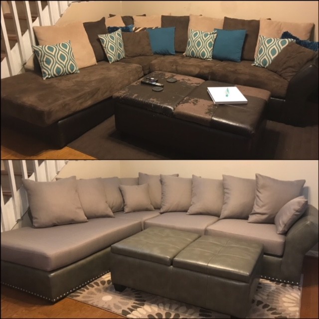 This Sectional update turned out GREAT!! #atlantacustominteriors #customupholstery #before&amp;after #sectionalupdated #upholstery #lovemyjob #savingoldfurnitureandmakingitnew