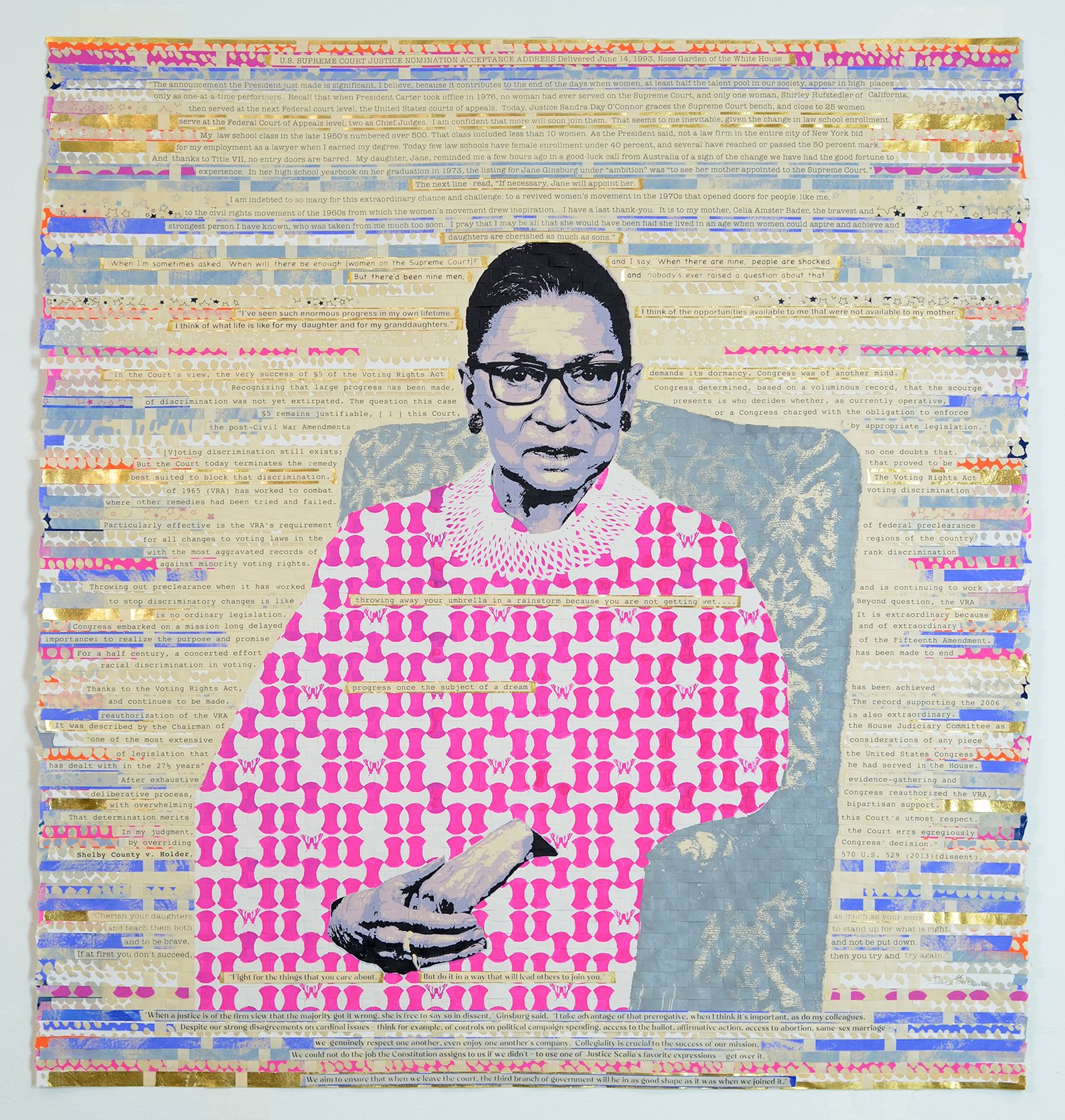    The Subject of a Dream  , 2022  Woven screenprint, gold leaf  34 x 32 inches (unframed)  Commission 