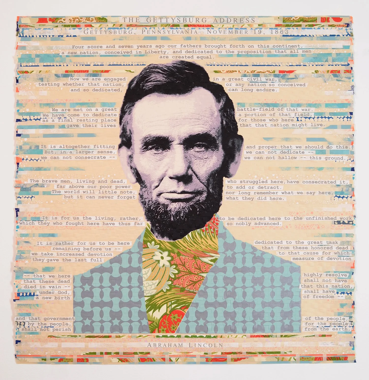    The Great Emancipator II  , 2024  Woven screenprint, cut fabric  40 x 39 inches (framed)  Available through  Georgia Lawyers for the Arts gala  