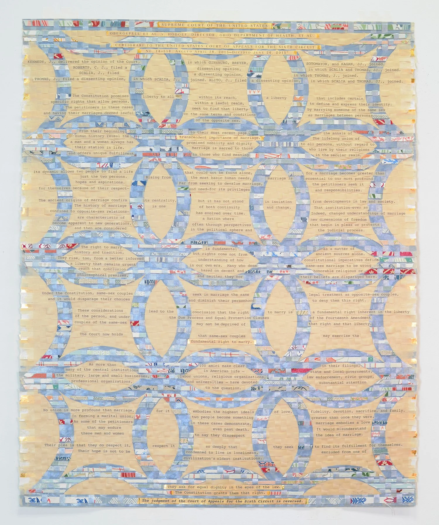    To Form A More Perfect Union II  , 2023  Woven screenprint with cut fabric  42 × 34 inches (framed)  Available, inquire  here  