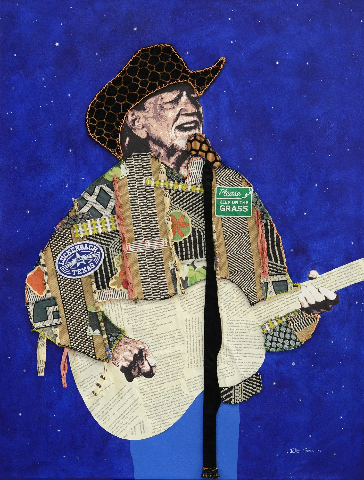    Shotgun Willie  , 2024  Mixed media on canvas  40 × 30 inches  Available, inquire  here  
