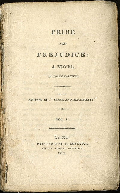 Title Page of the first edition of Pride and Prejudice