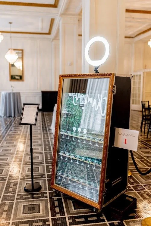 Touch screen selfie booth at wedding near Charlotte NC.
