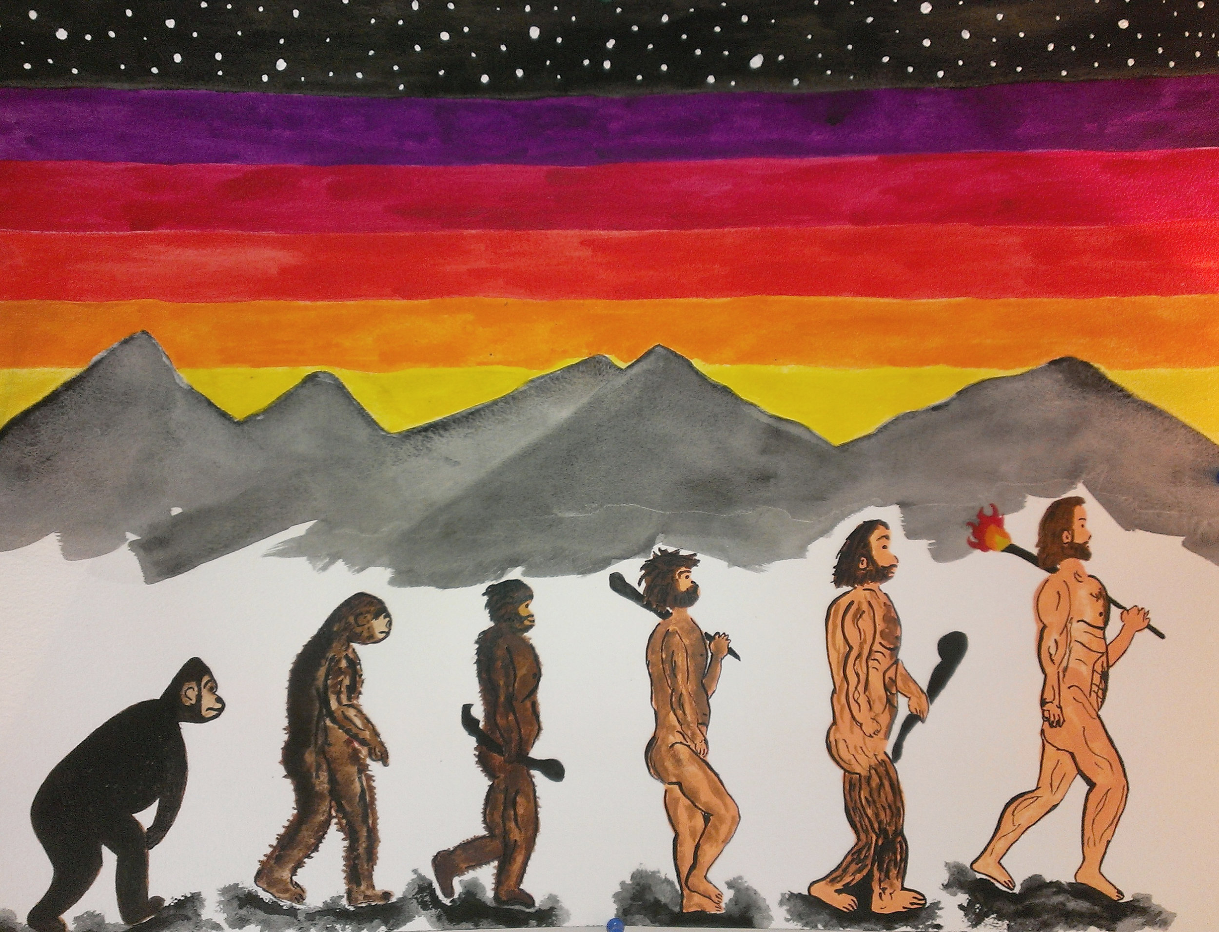   the dawn of man   watercolor on paper  18" x 24"  2013 