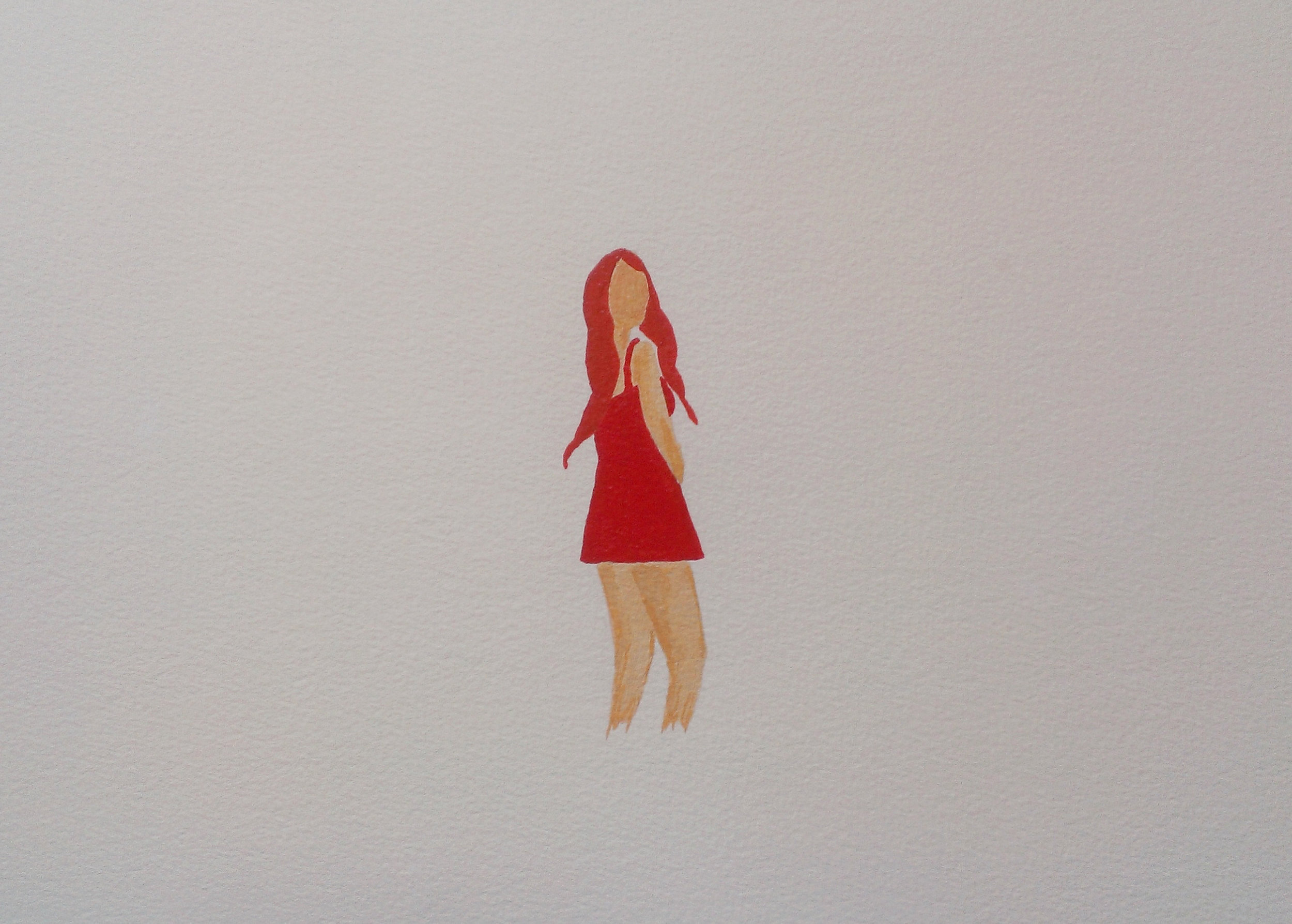   the lady in red   acrylic on paper  11" x 15"  2014 