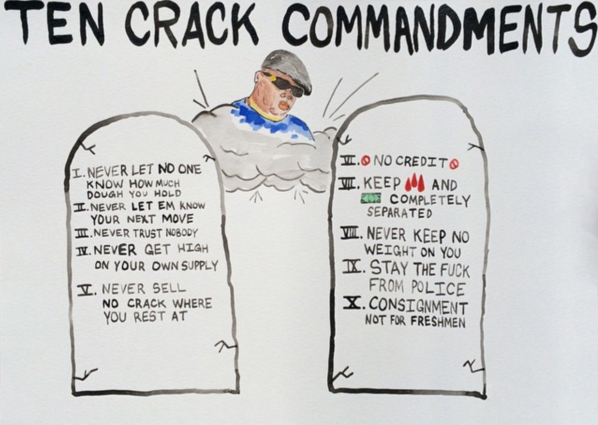   ten crack commandments   watercolor on paper  15" x 20"  2015 