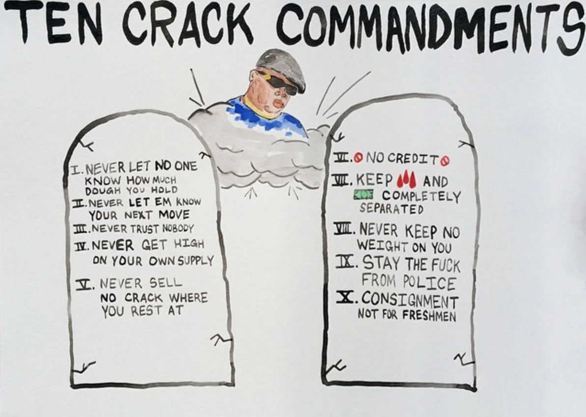ten crack commandments watercolor on paper 15" x 20" 2015