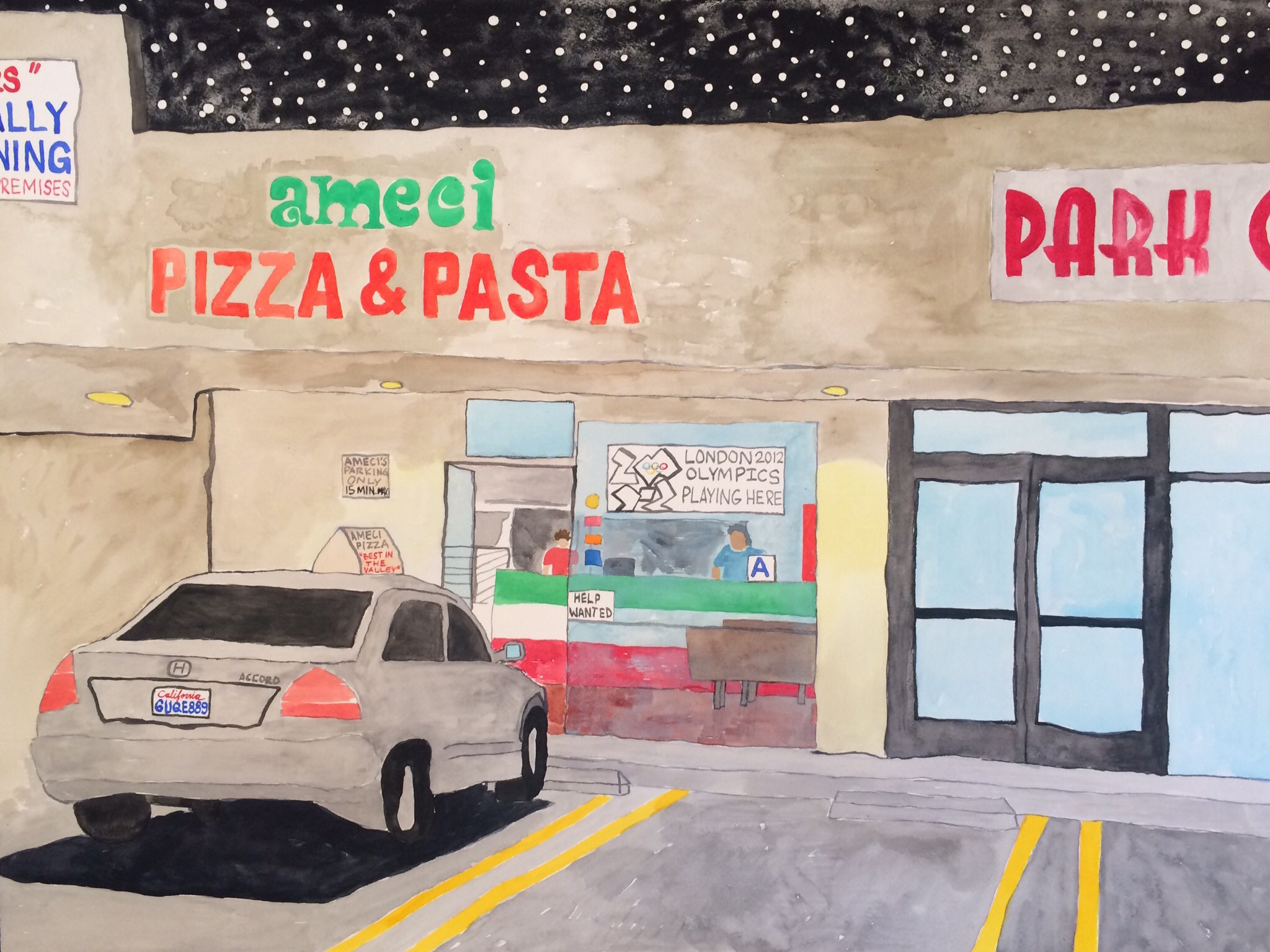   the pizza boy   watercolor on paper  18" x 24"  2018 