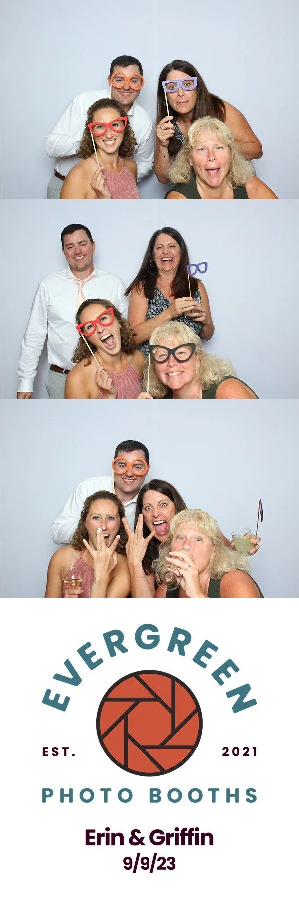 friends pose in a photo booth in portland oregon