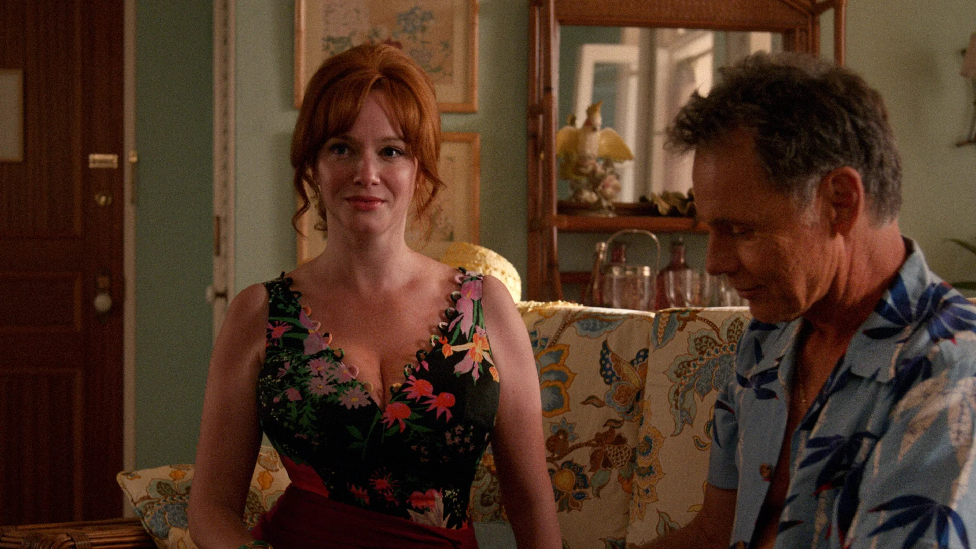 Christina Hendricks as Joan Harris and Bruce Greenwood as Richard Burghoff Mad Men Season 7