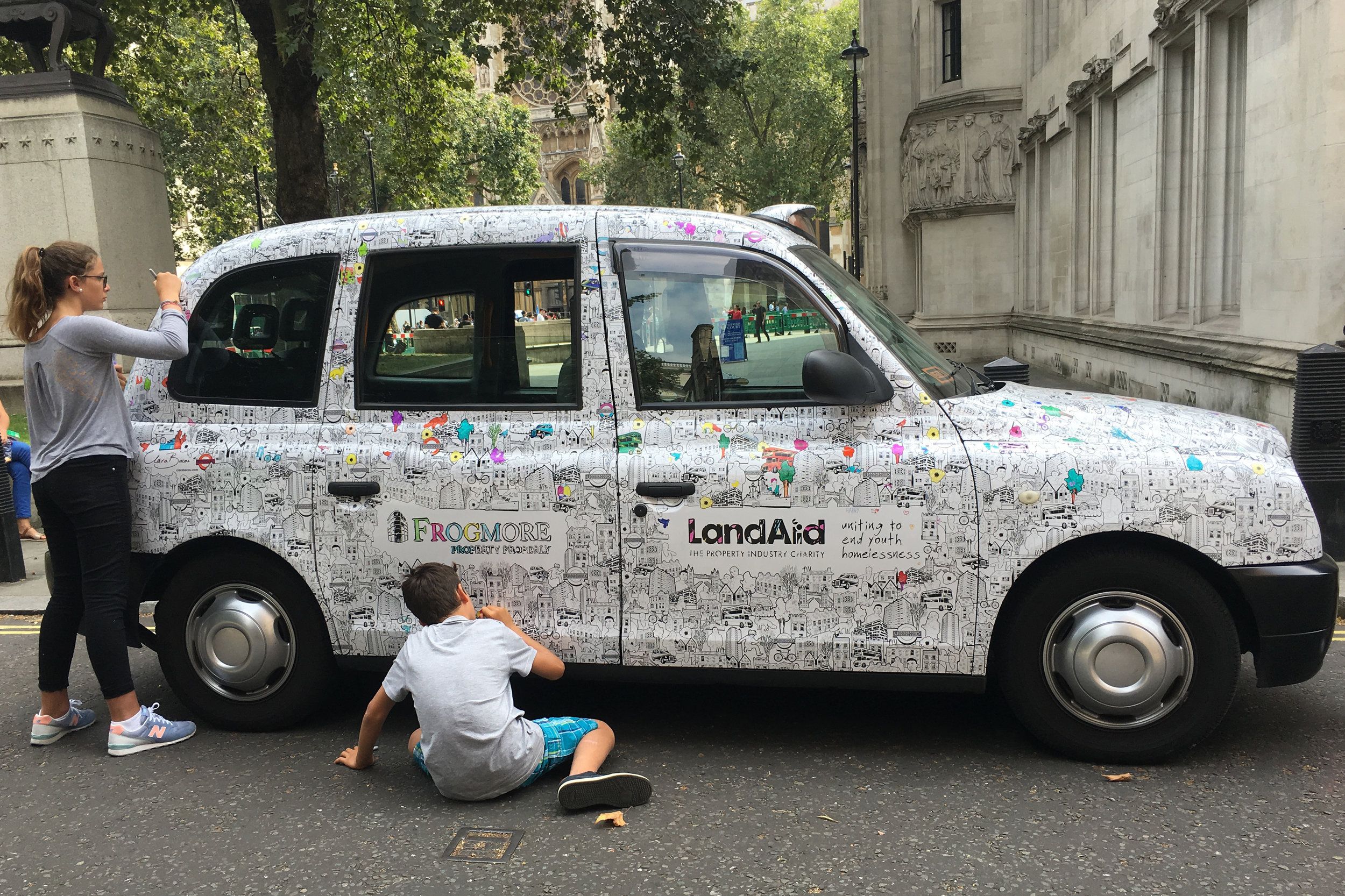 Children coloring in the Cab