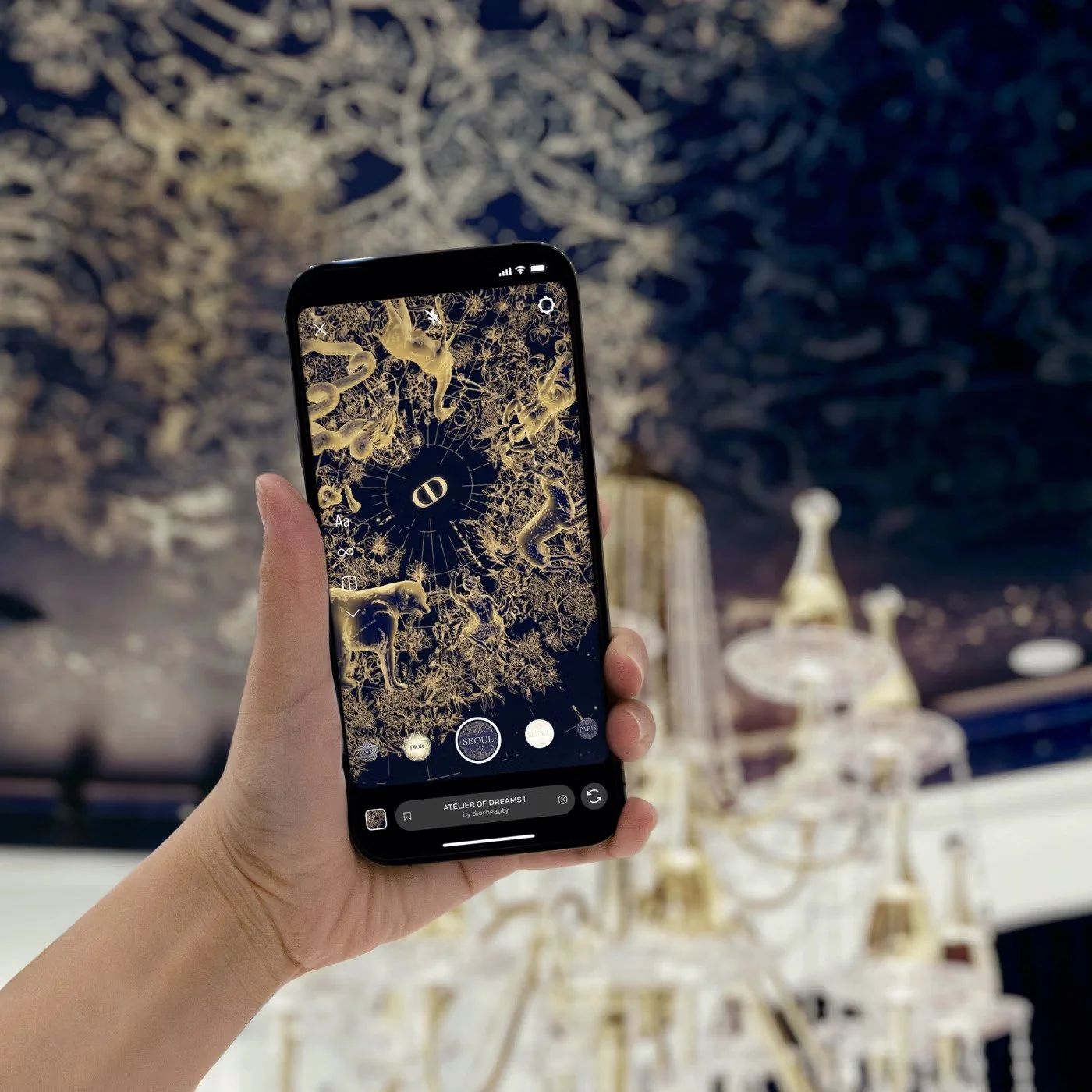 At BUCK , in collaboration with Meta, Dior's ‘Dream in Dior’ holiday campaign featured four site-specific AR experiences in Seoul and Paris, an at-home experience, and a point-of-sale experience across hundreds of locations. These installations tra