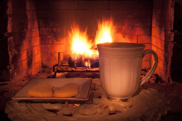 cookies and drink near fireplace.jpg
