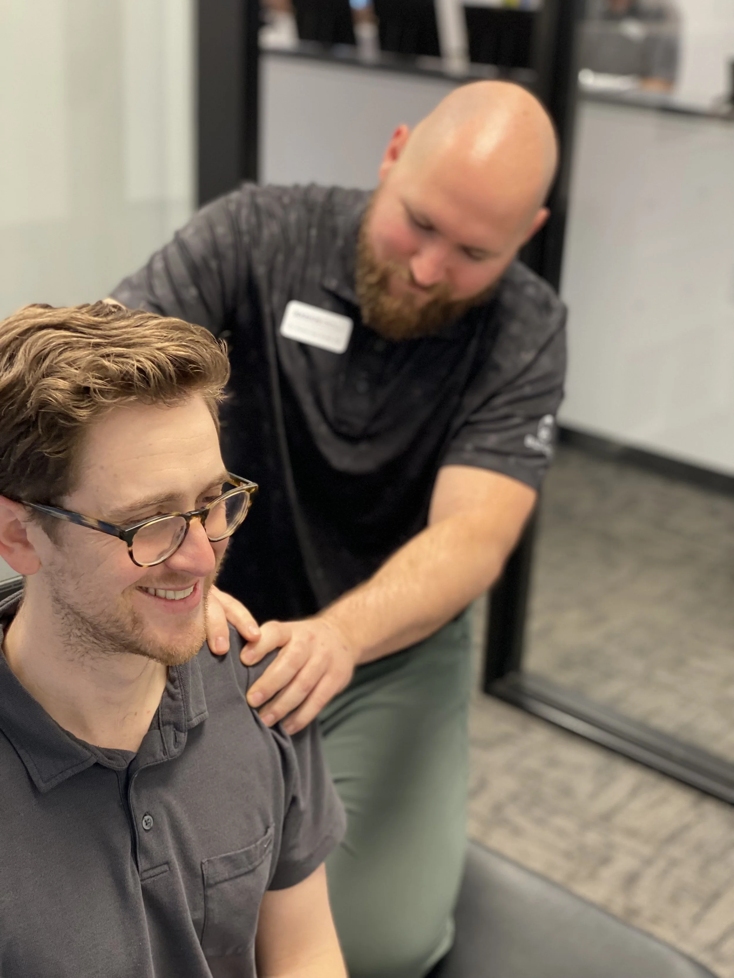 Manual therapy to improve shoulder mobility and reduce impingement pain at Radius Physical + Sports Rehab in Grass Valley/Nevada City.