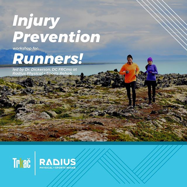 5 spots left!

Join @trkacrunning and Dr. Eric Dickerson, DC FRCms with the Radius Physical + Sports Rehab team for a fun &amp; interactive workshop. You'll learn about common conditions associated with running such as: hip pain, knee pain, ankle/foo