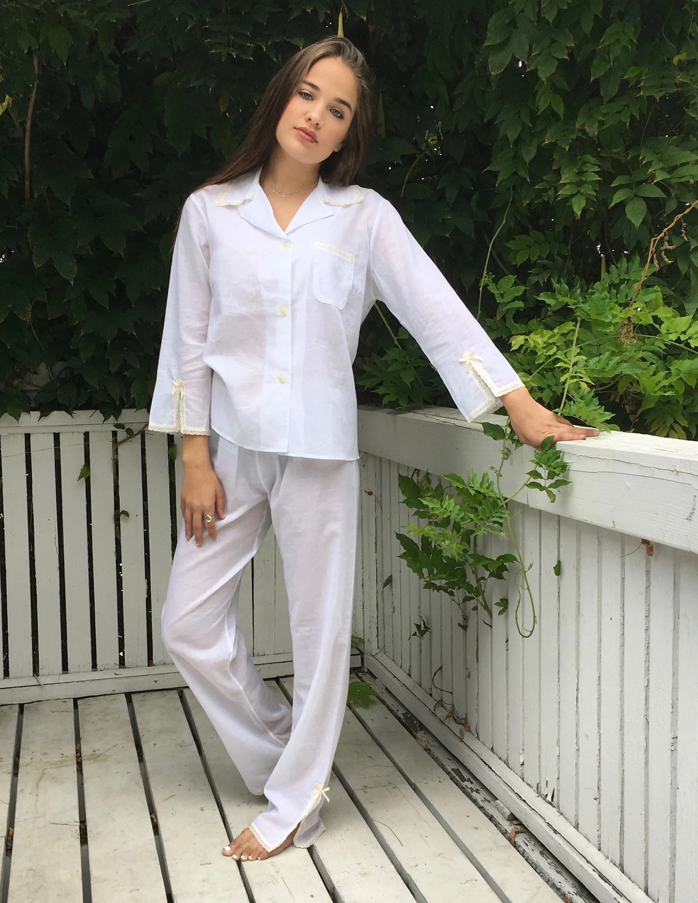 VINTAGE COTTON PAJAMA PANT     VC57-L    in white