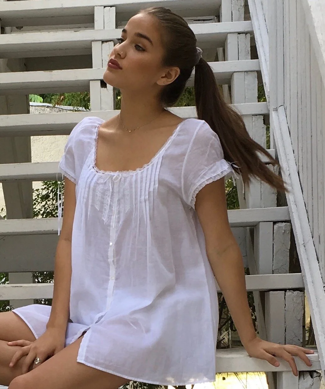 VICTORIAN BABY DOLL TOP      VC53-L    in white