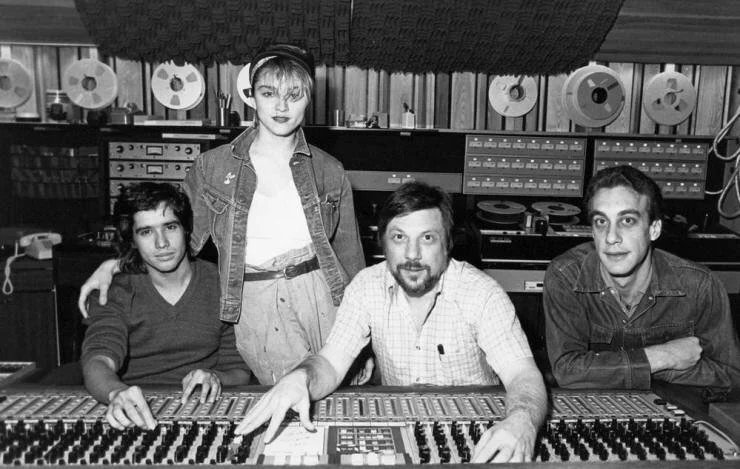 Jay Mark (center/right) on a break recording Madonna at Sigma Sound Studios, Philadelphia.