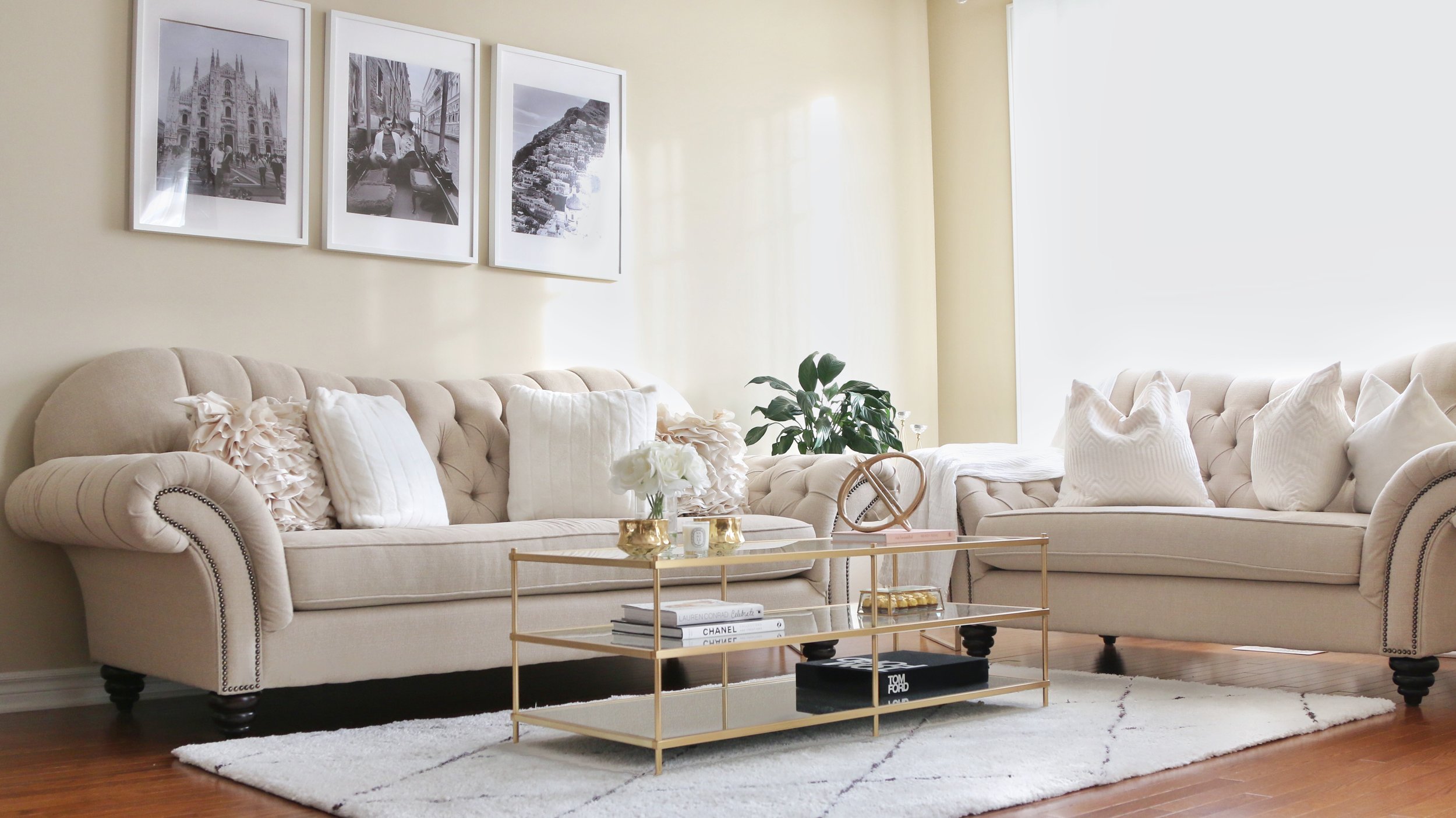 black beige gold living room