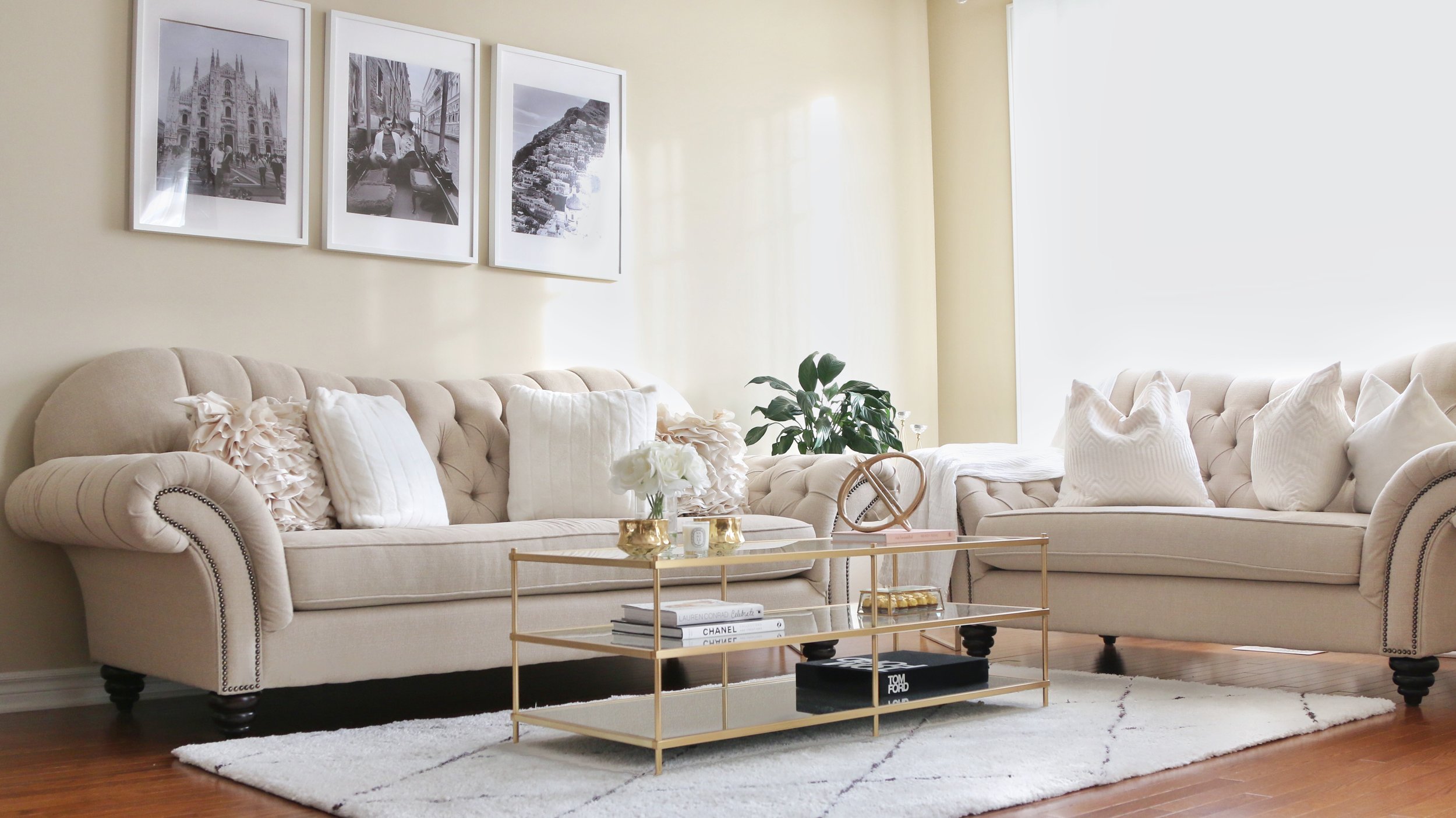 White Beige And Gold Living Room