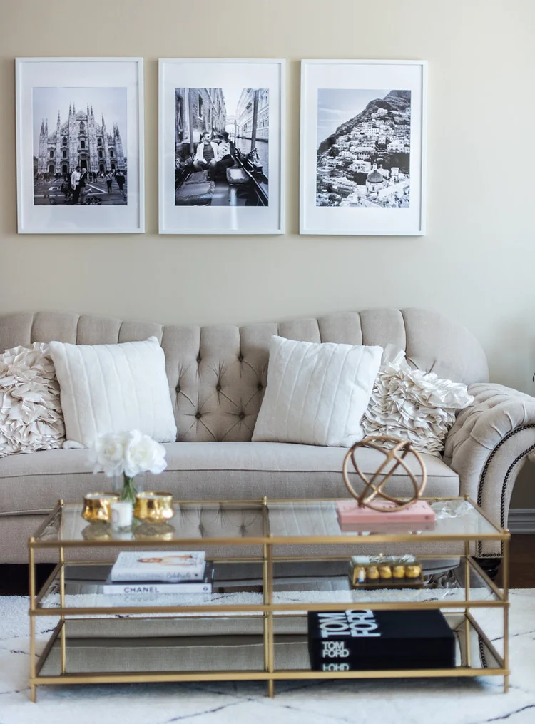 Living Room Tour - White, Beige, Gold Decor — H A N A N