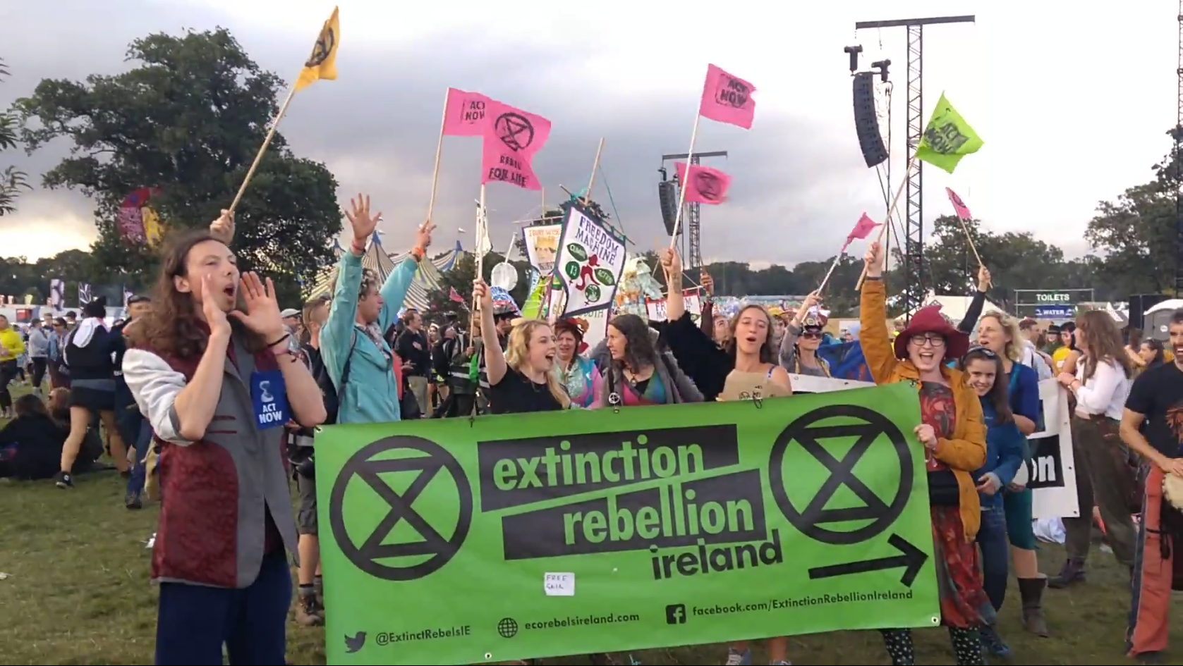 XR Parade: Extinction Rebellion members leading a parade through the Electric Picnic main arena, Sunday September 1 st .