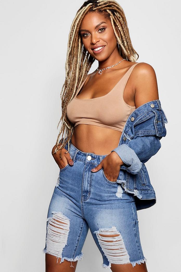 Kristal Heavily Ripped Denim Shorts