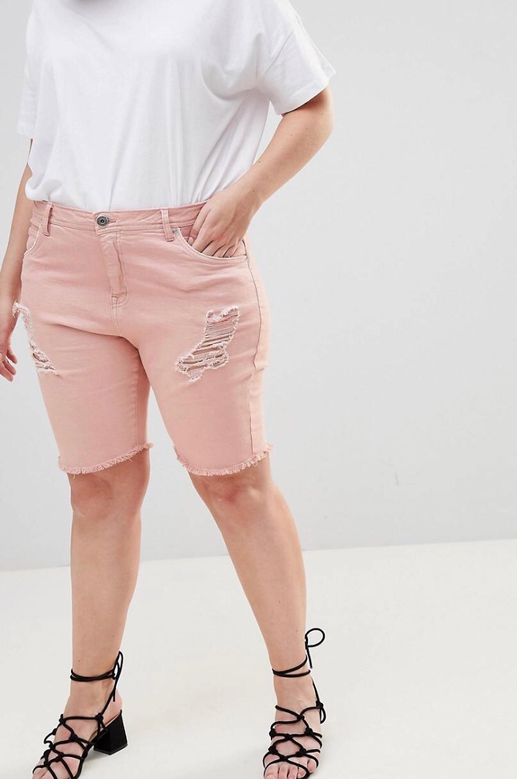 Zizzi Denim Short with Raw Edge and Rips