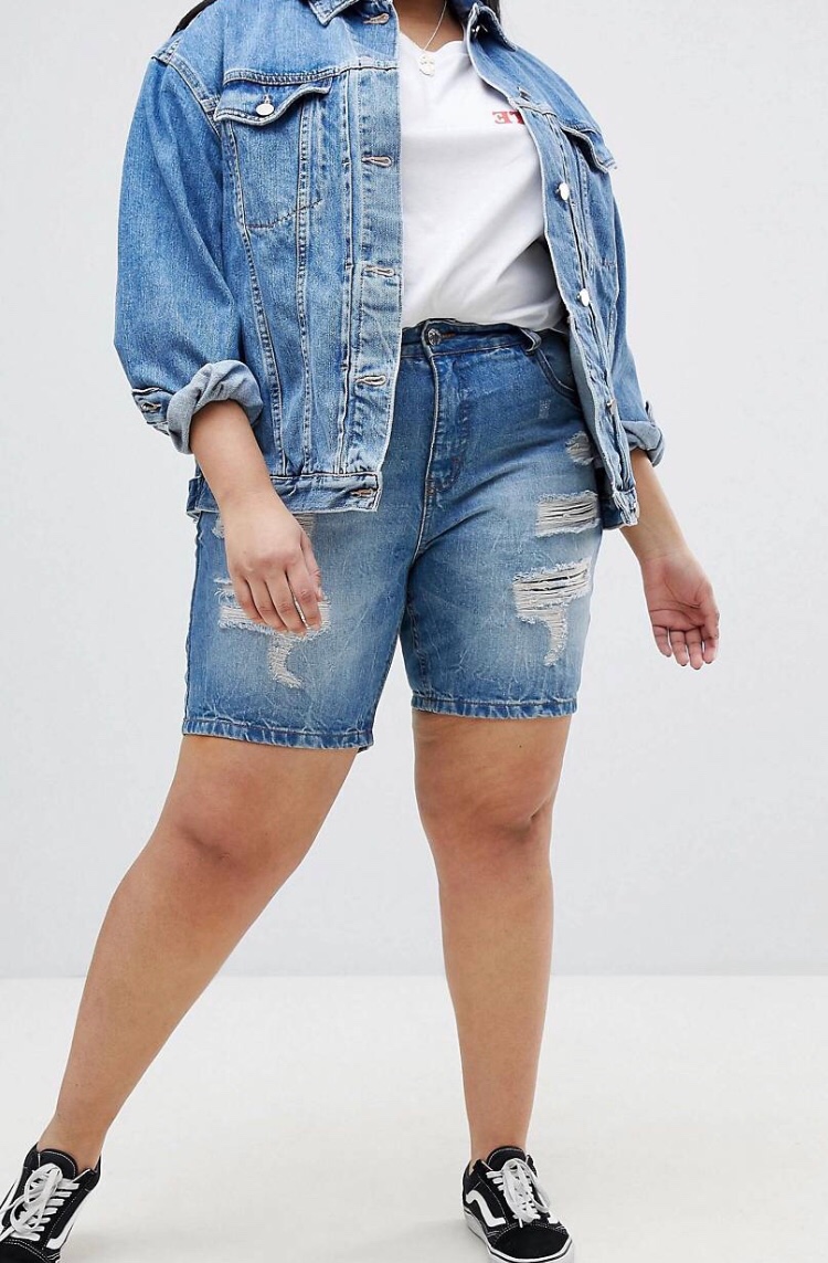 Zizzi Distressed Denim Short