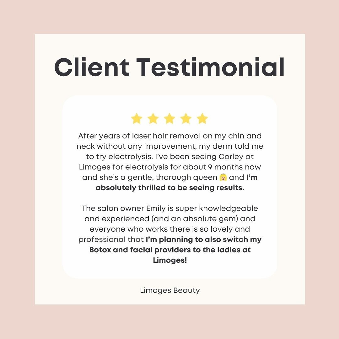 We love seeing these client reviews!🤩⭐️ Thrilled to share the success story of our client&rsquo;s journey with electrolysis. Corley&rsquo;s expertise shines through as she delivers remarkable results!

#limogesbeauty #limoges #emilylimoges #electrol