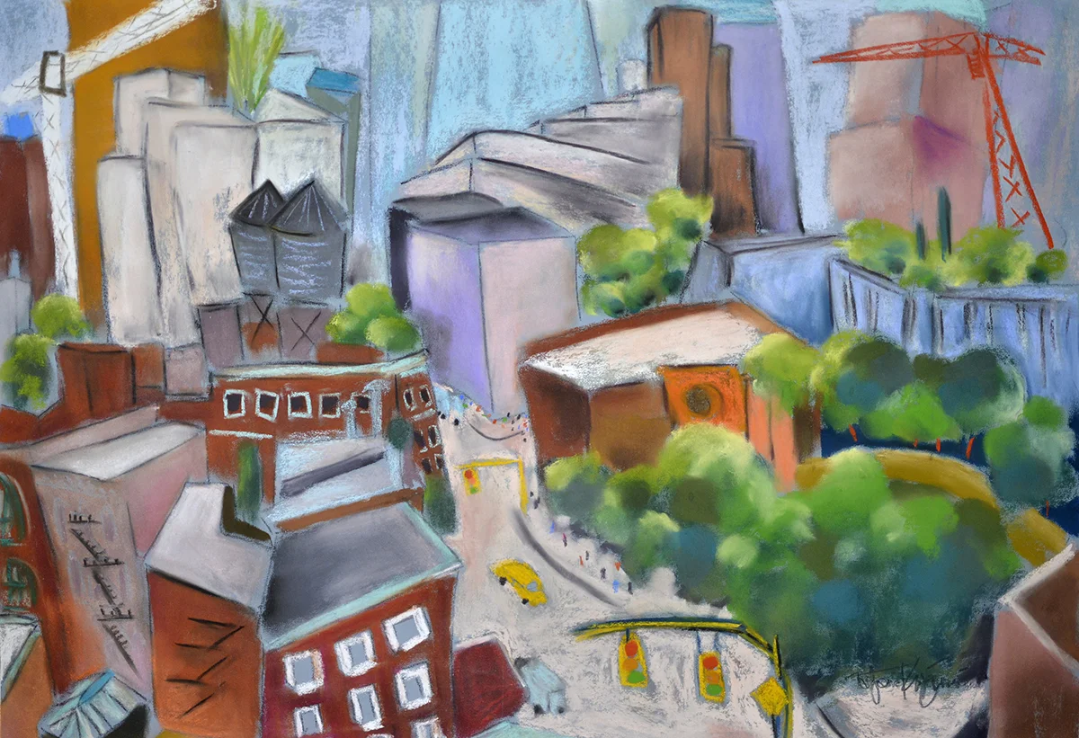 TriBeCa (from Vivian's window) pastel on sanded paper, 22" X 30"
