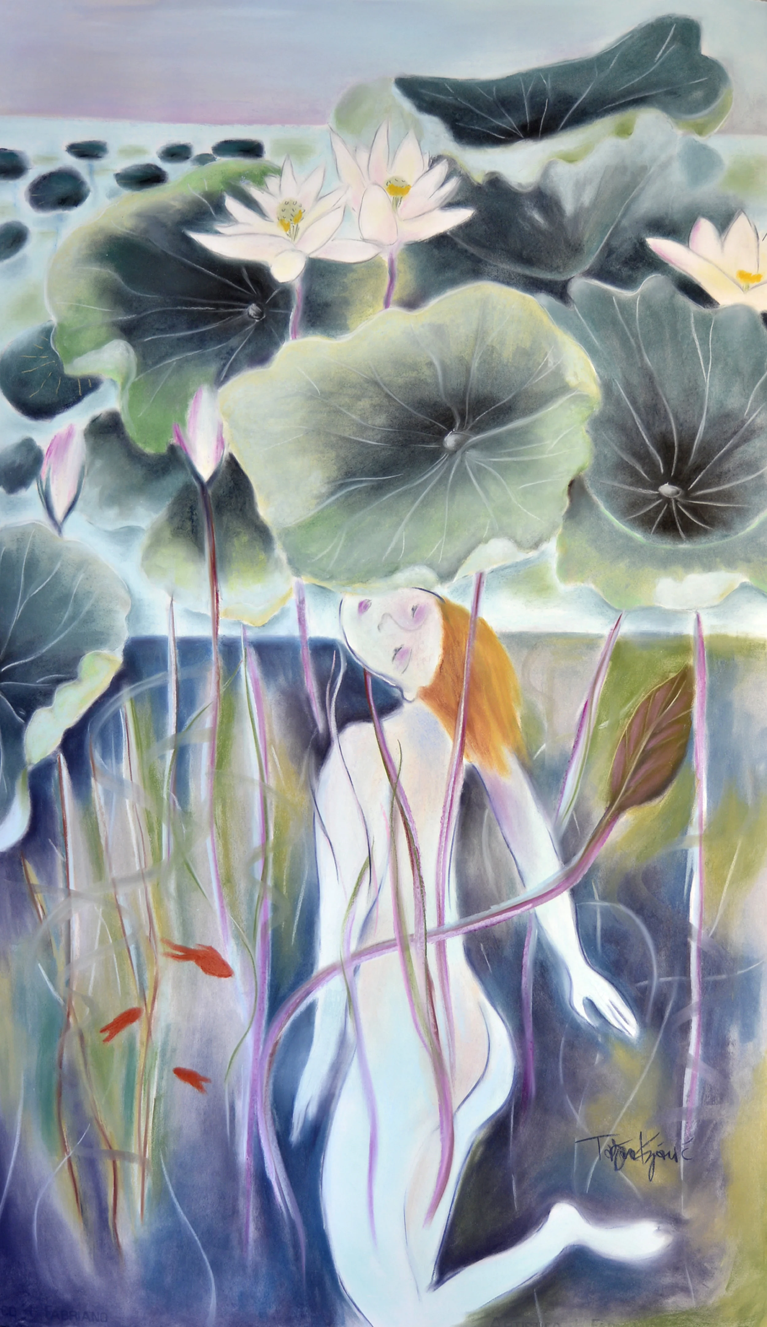 Lotus Pond Diver print series. Medium and large scale archival prints on acid free paper.