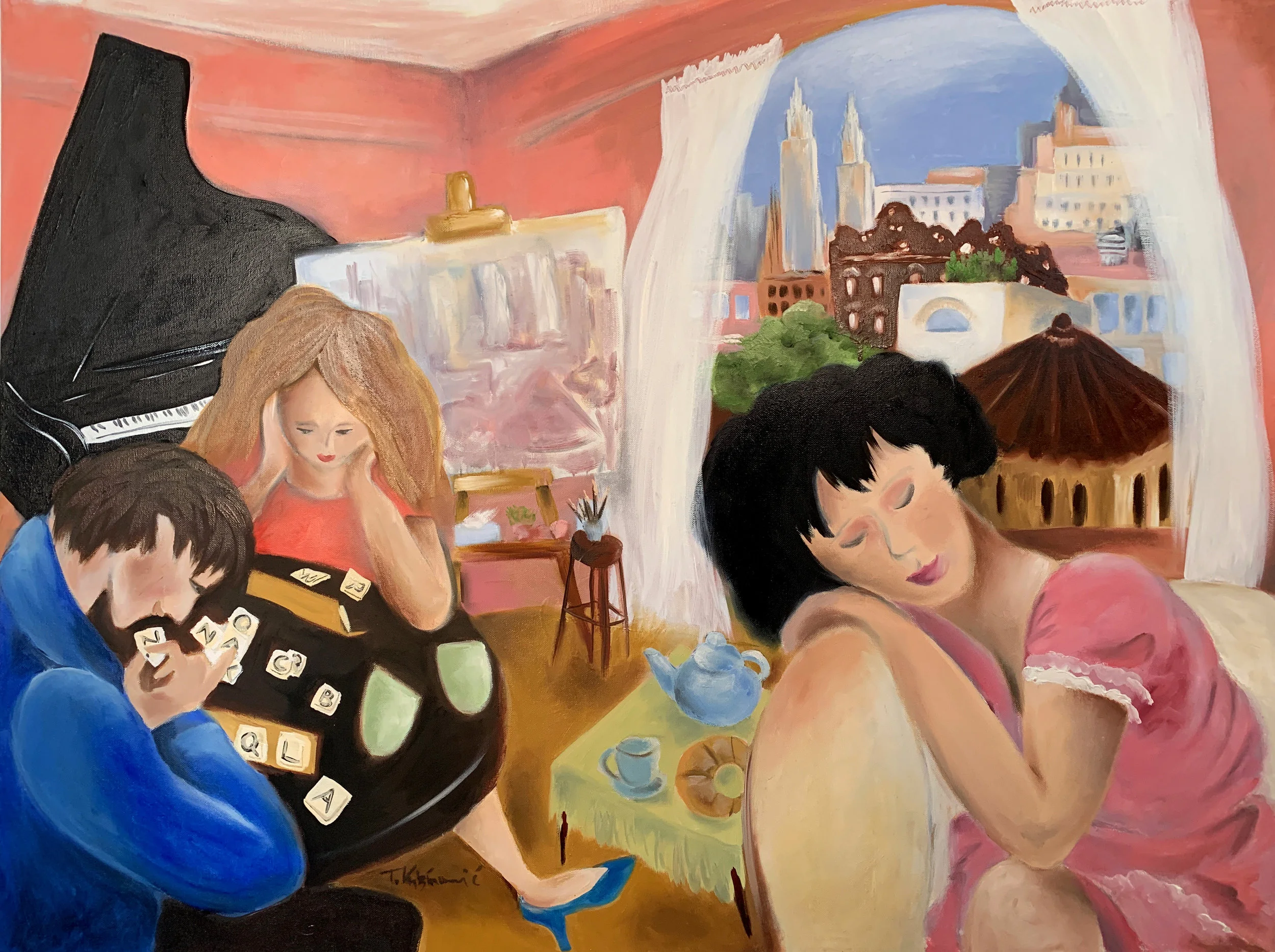 Portrait of the City (Scrabble Players)
